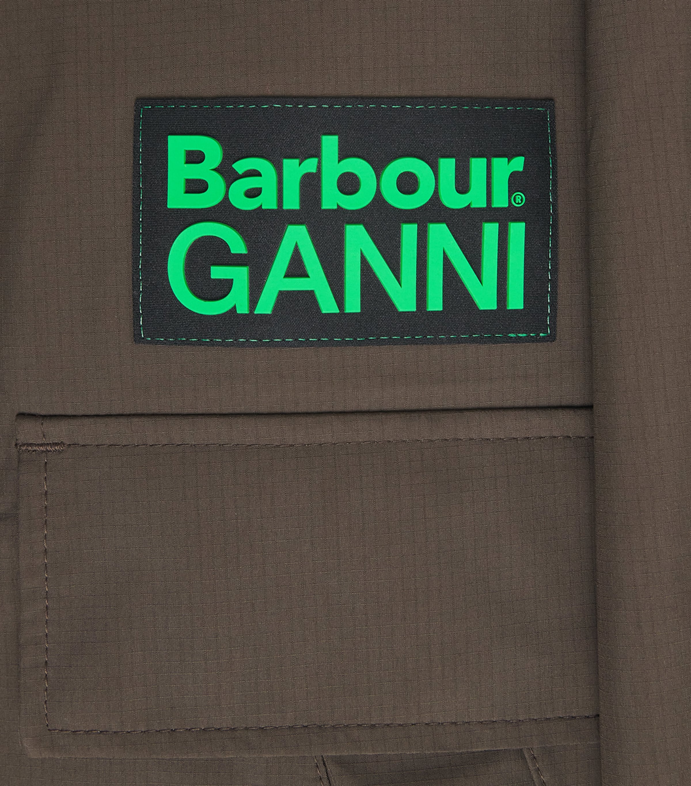 x GANNI Waterproof Parka Coat OLIVE/CLASSIC TARTAN Image 5