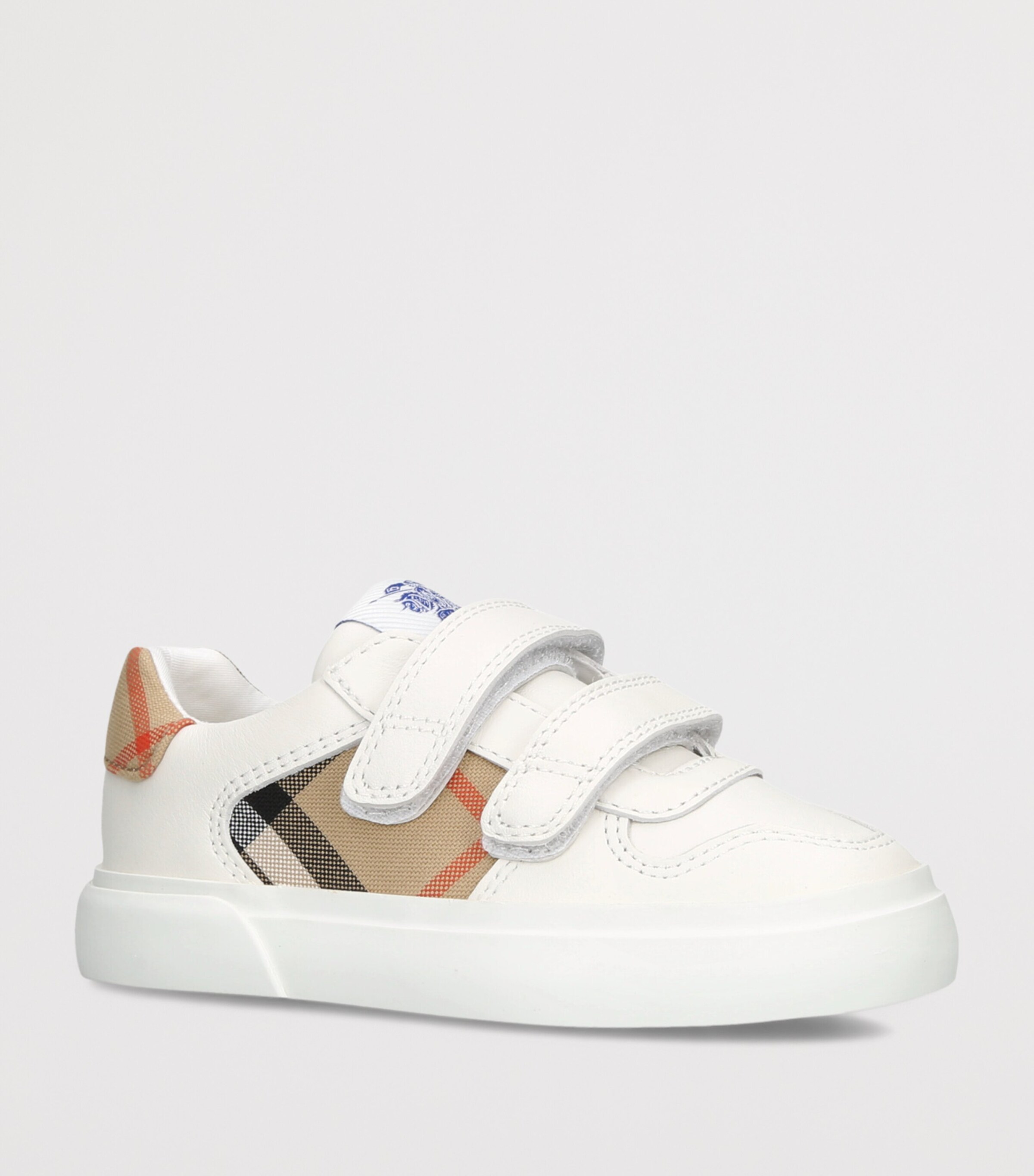 Burberry Kids Leather Noah Sneakers White/comb Image 2