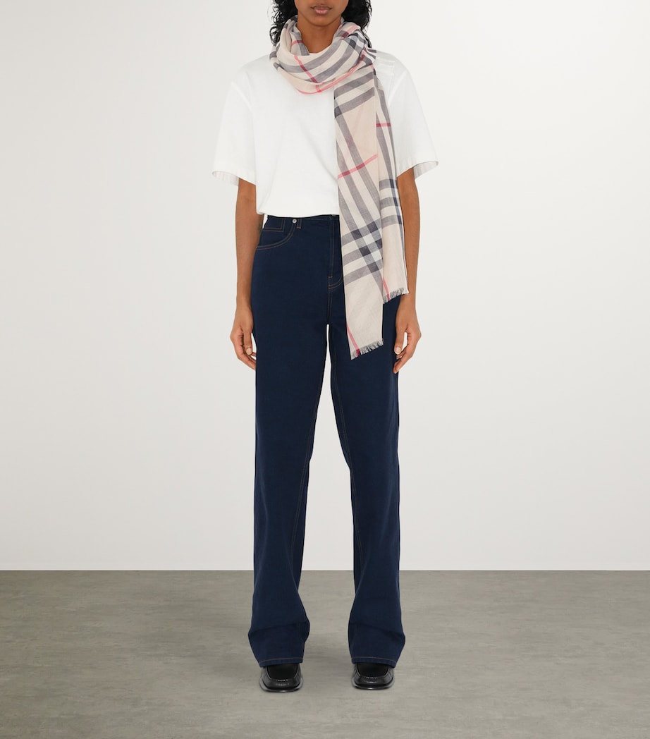 Wool-Silk Check Scarf STONE CHECK Image 6