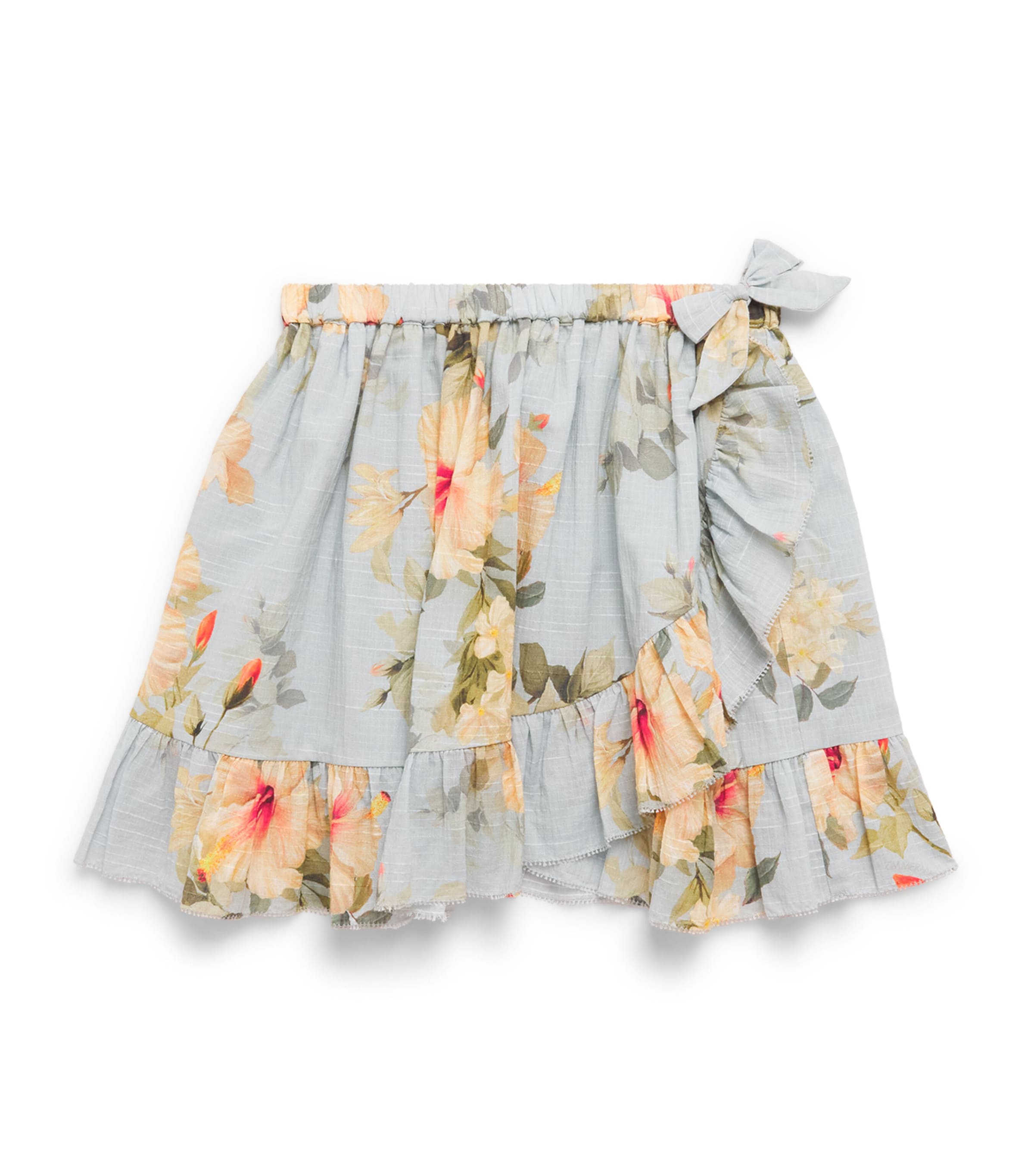 Zimmermann Kids Cotton Hibiscus Skirt (2-12 Years) Blue Hibiscus Image 1