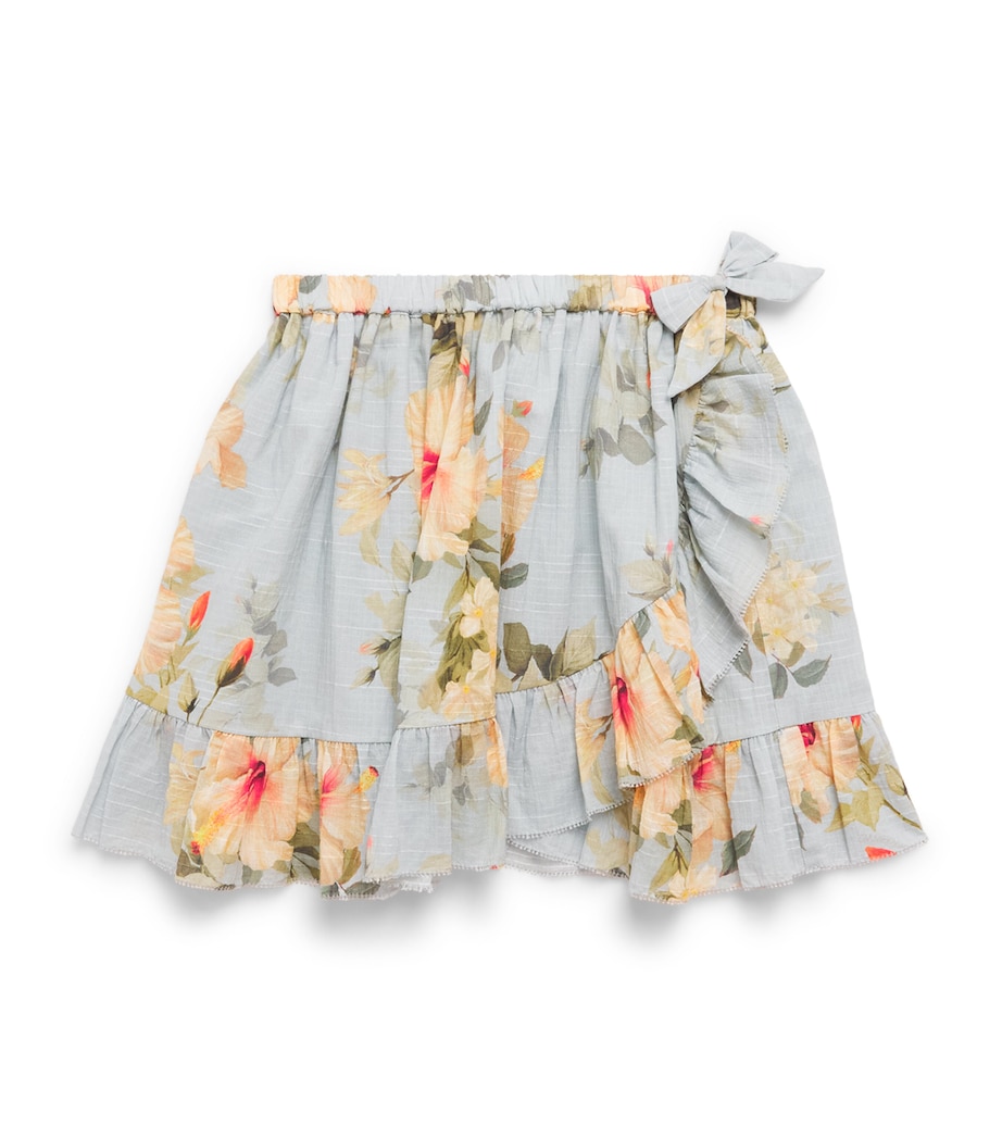 Zimmermann Kids Cotton Hibiscus Skirt (2-12 Years) Blue Hibiscus Image 1
