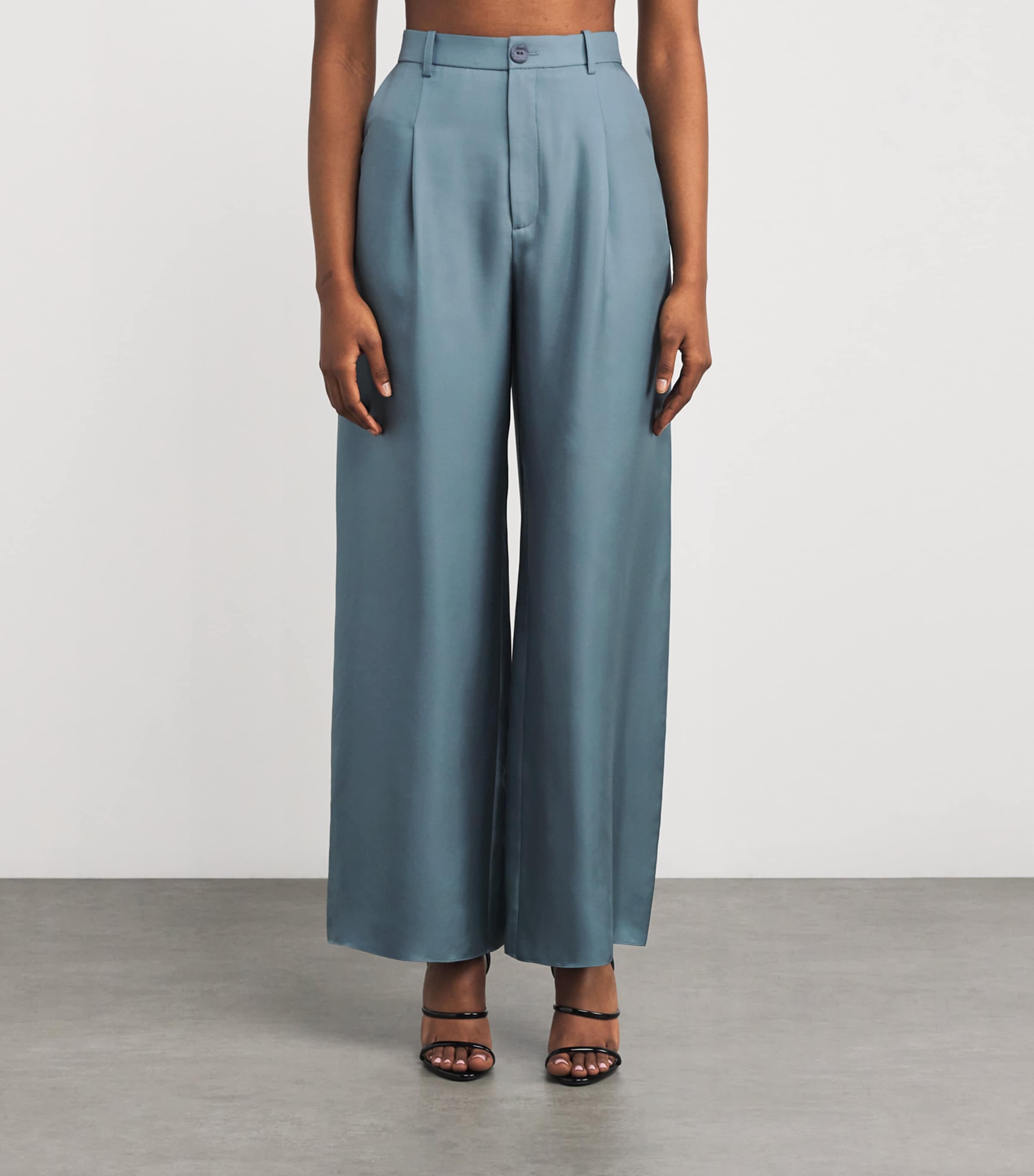 Organic Silk Wide-Leg Trousers 409 SLATE Image 3