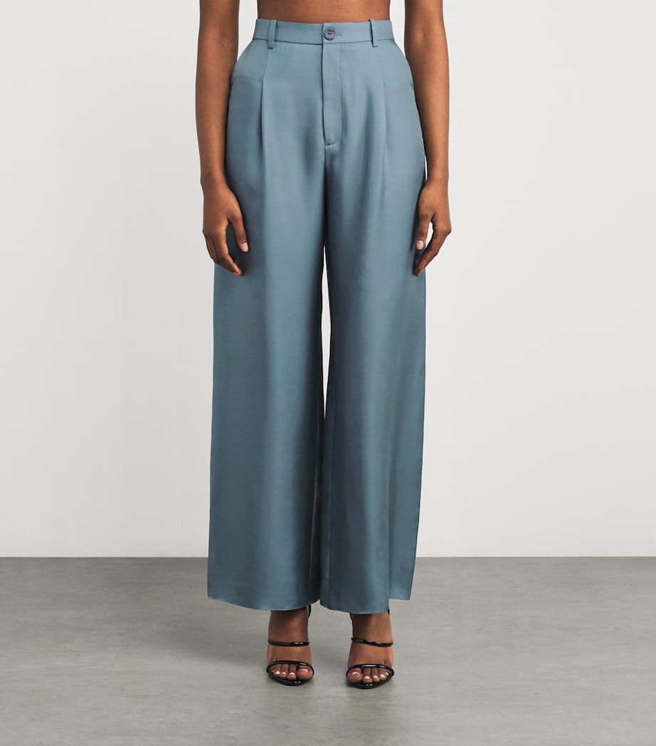 Organic Silk Wide-Leg Trousers 409 SLATE Image 3