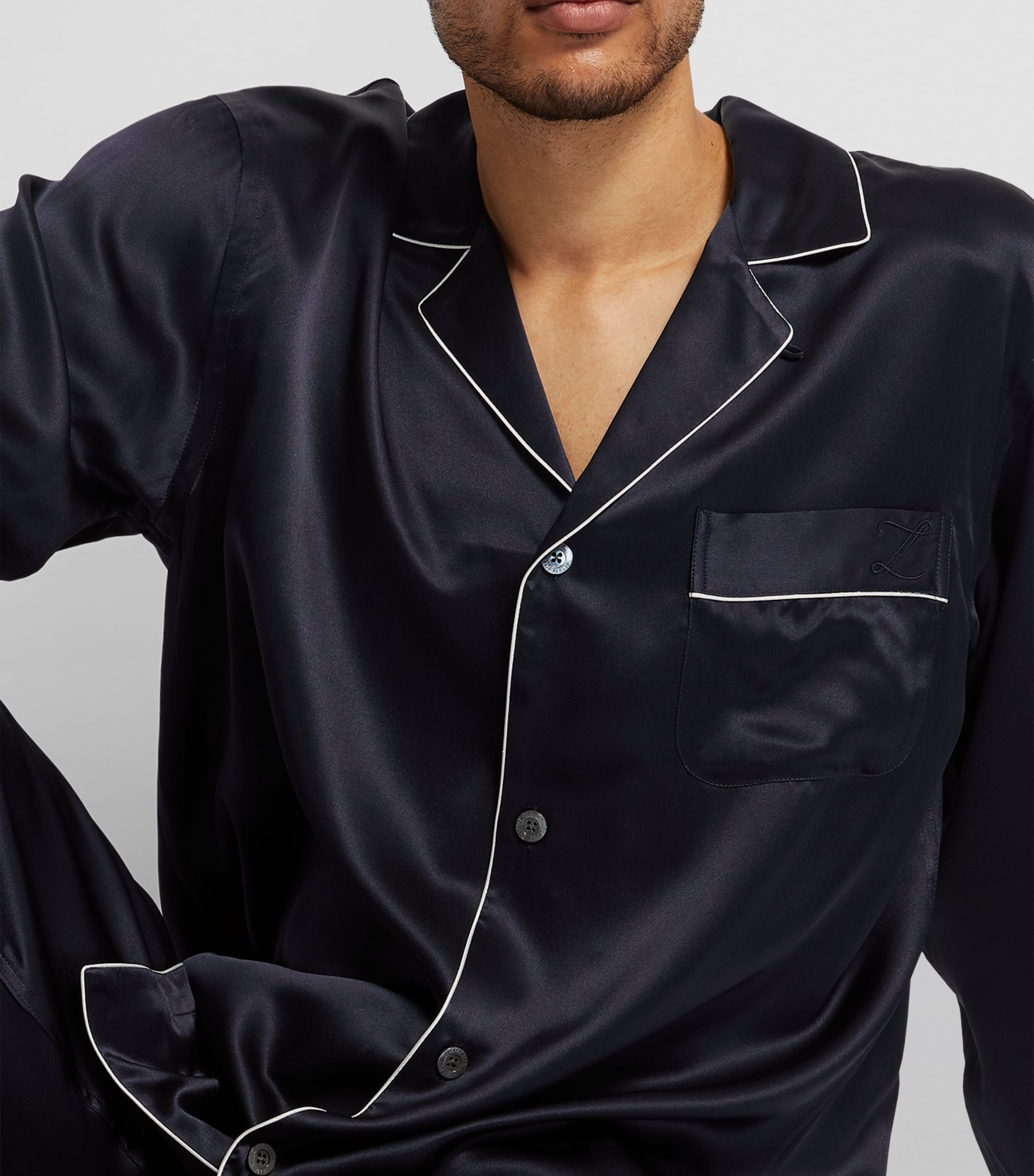 Silk Pyjama Set 447 NAVY Image 6