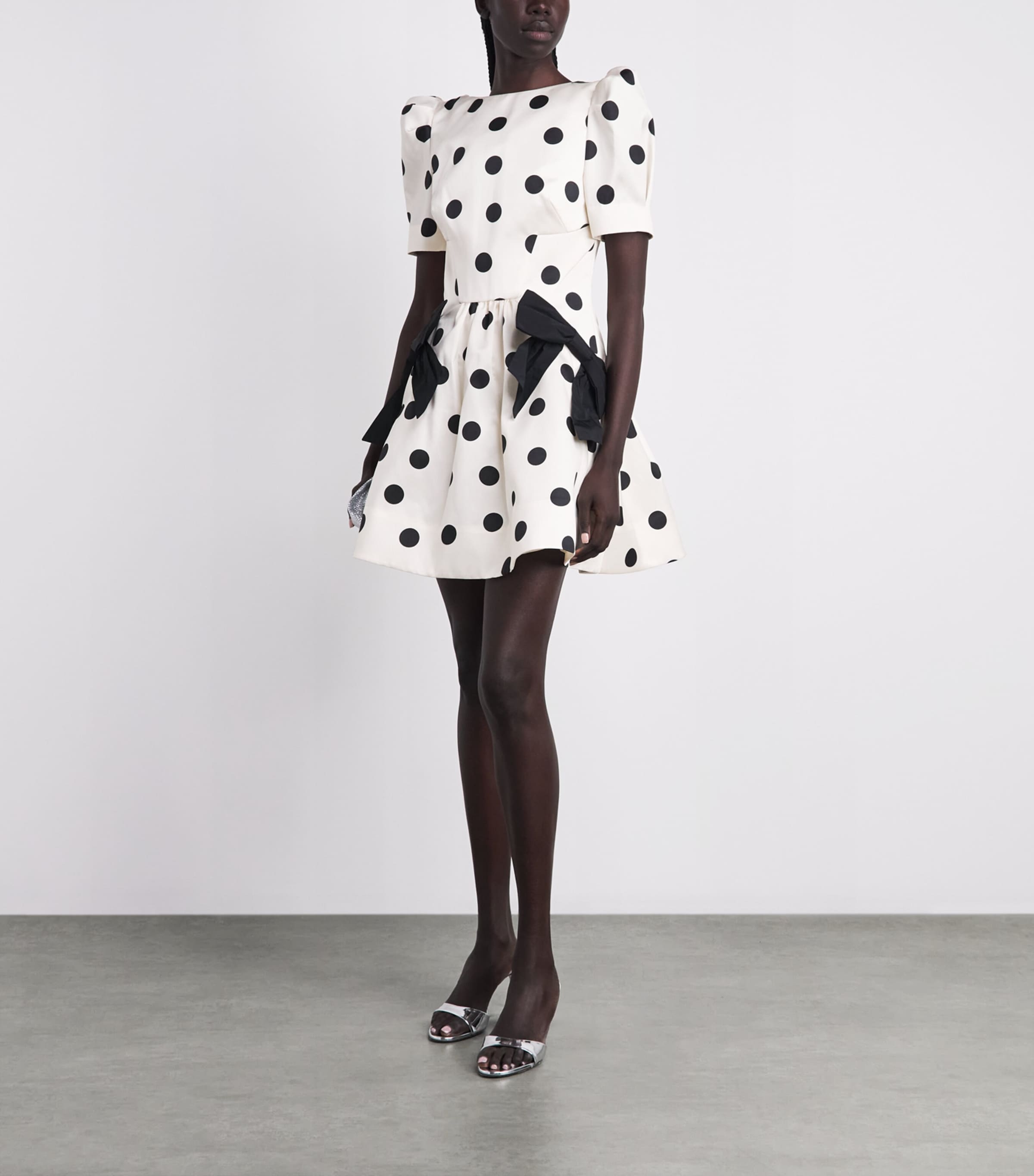 Rebecca Vallance Womens Satin Polka Dot Bacio Mini Dress Spot Cream Base Image 2