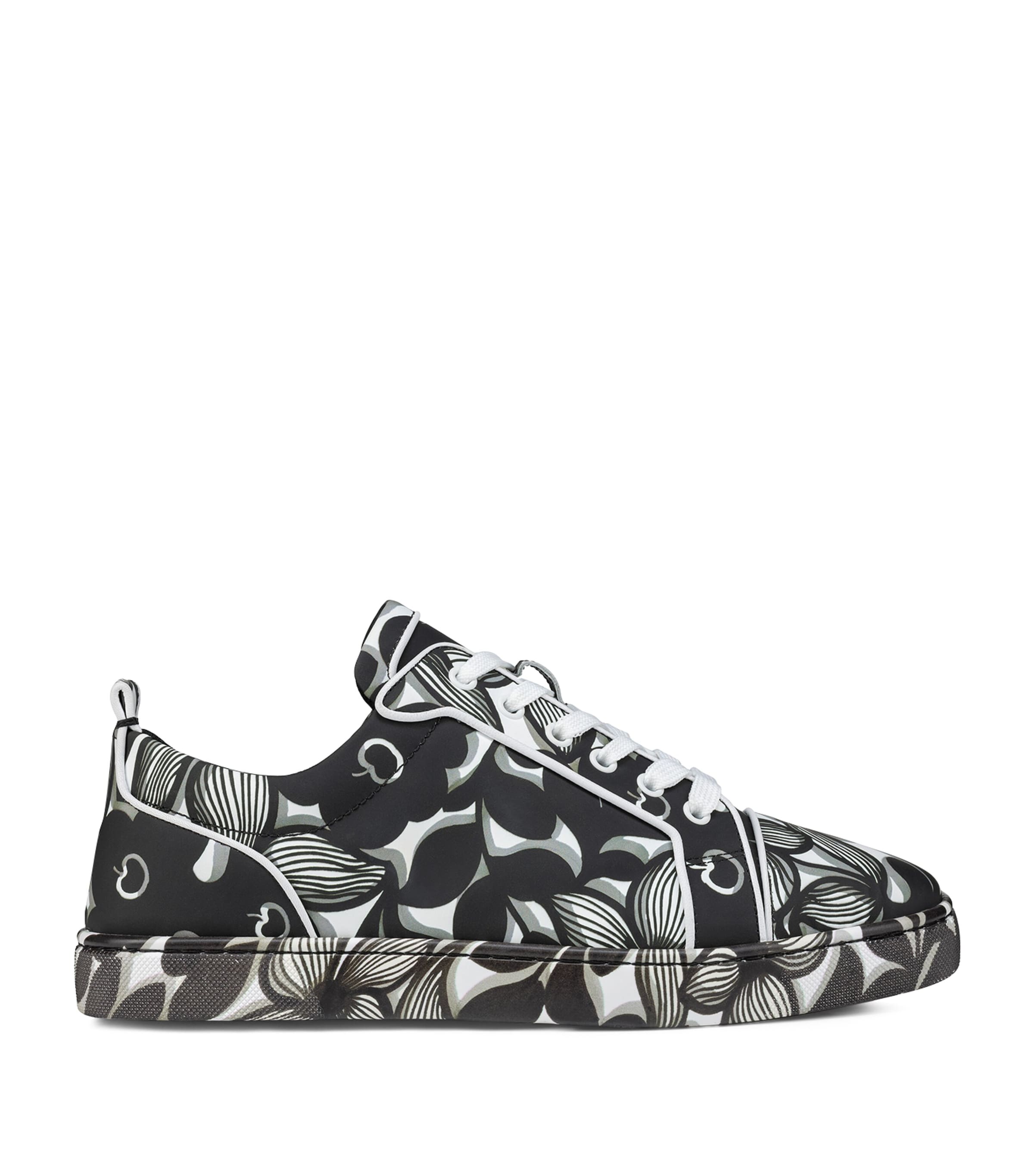 Shop Christian Louboutin Louis Orlato Floral Low-top Sneakers In Black