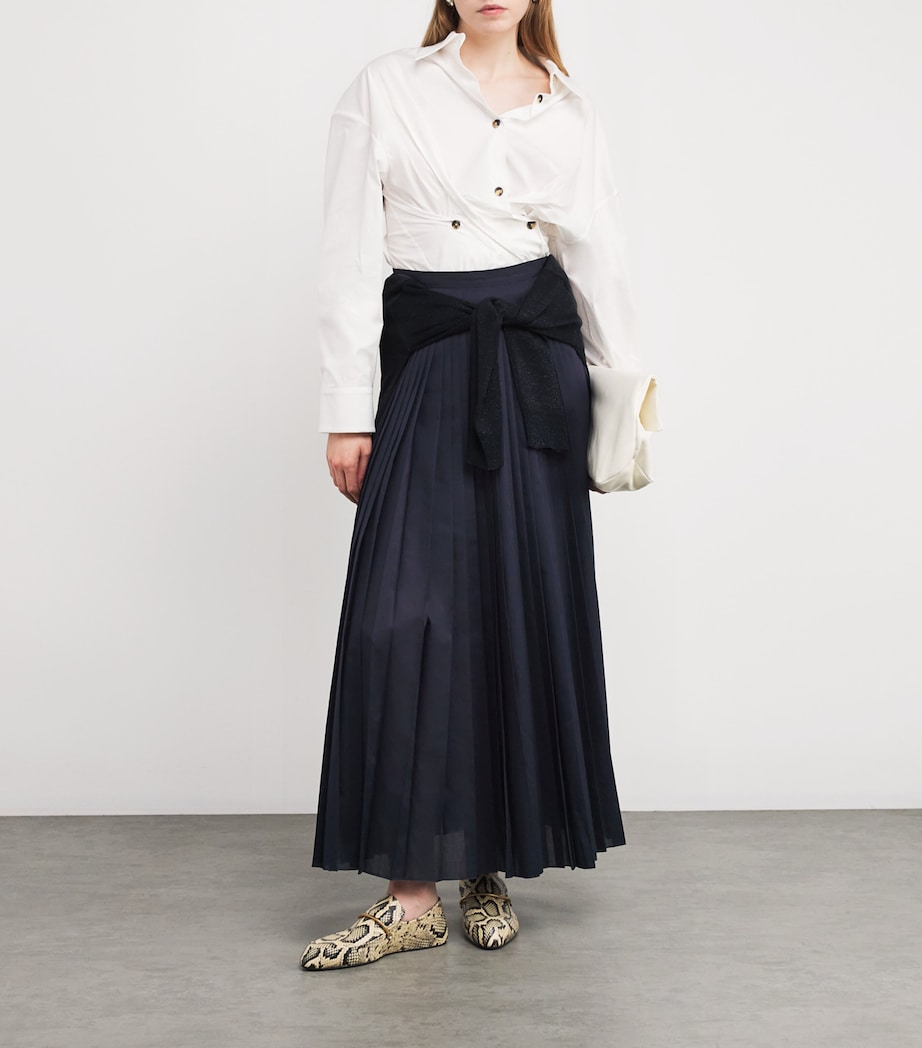 Fabiana Filippi Womens Pleated Maxi Skirt Blu Notte Image 2