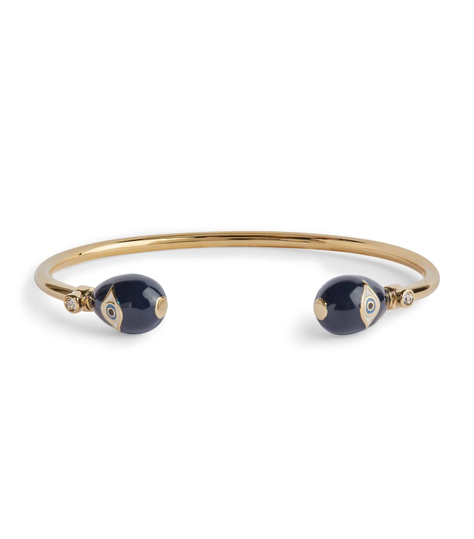 Evil Eye Torque Bangle BLUE/GOLD Image 1