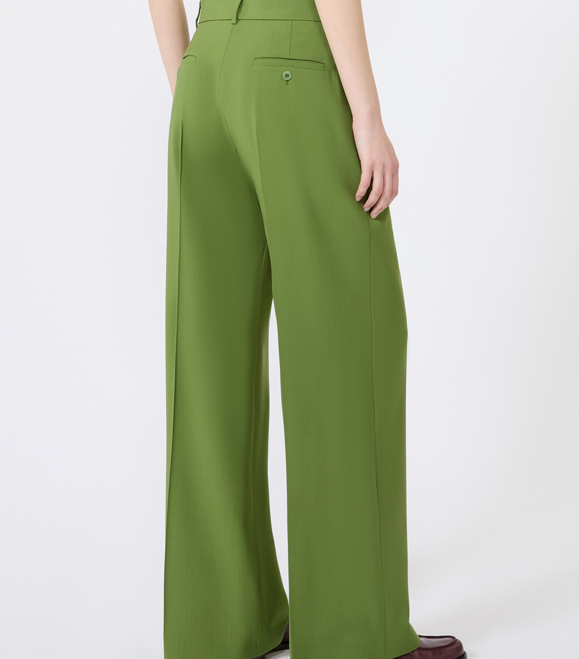 Weekend Max Mara Womens Virgin Wool Trousers Green Image 3