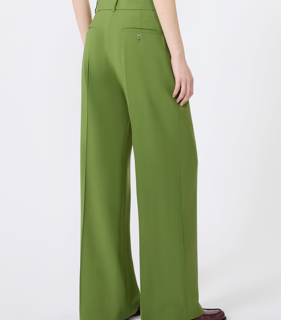 Weekend Max Mara Womens Virgin Wool Trousers Green Image 3