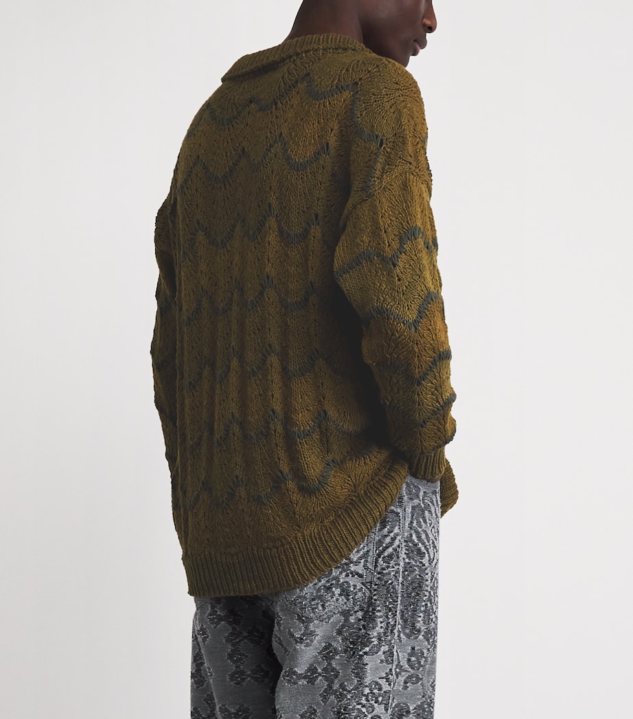 Kartik Research Mens Cotton Knitted Rugby Sweater Green Image 5