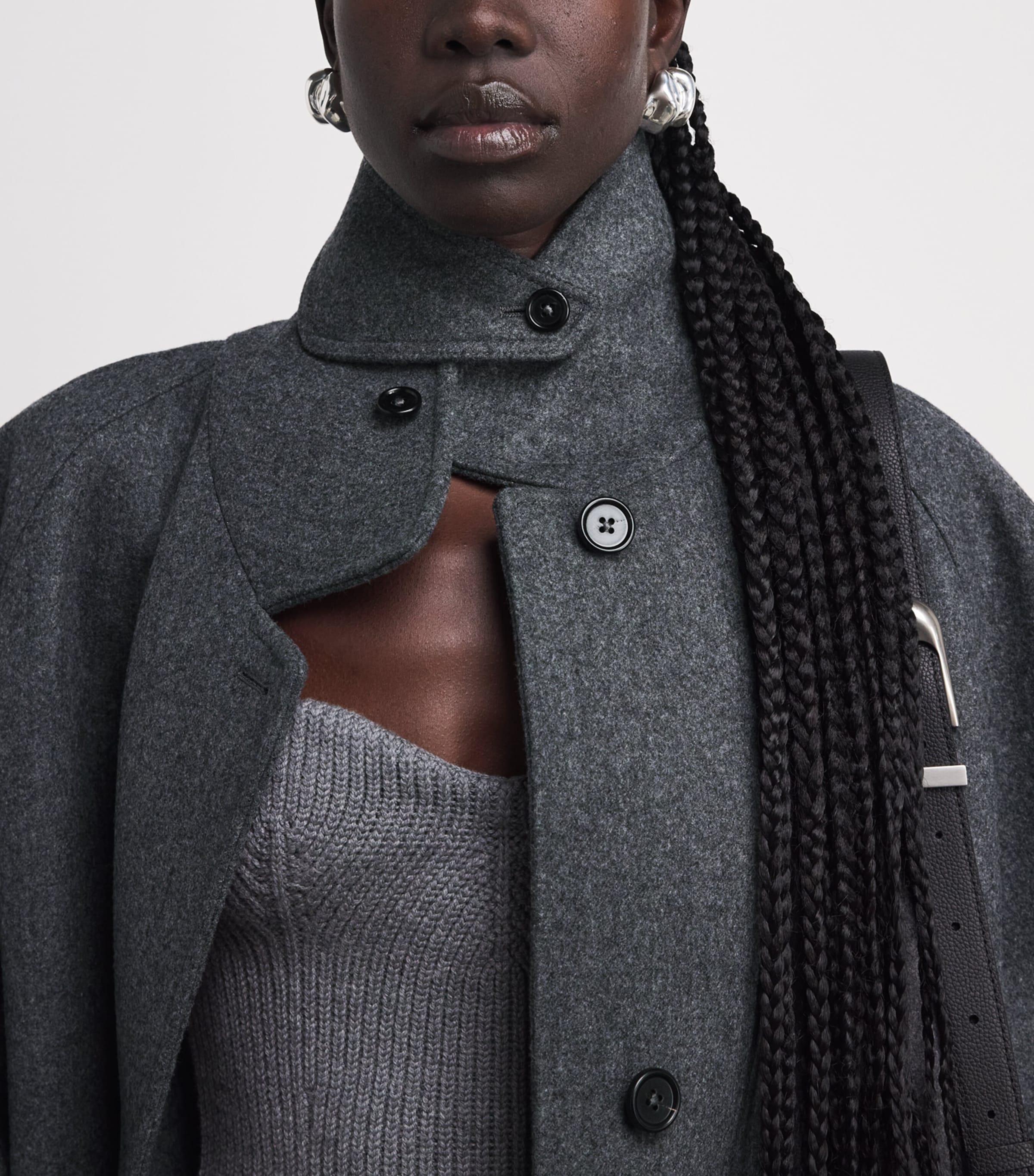 Jil Sander Womens Wool-Blend Oversized Coat Fog Image 3