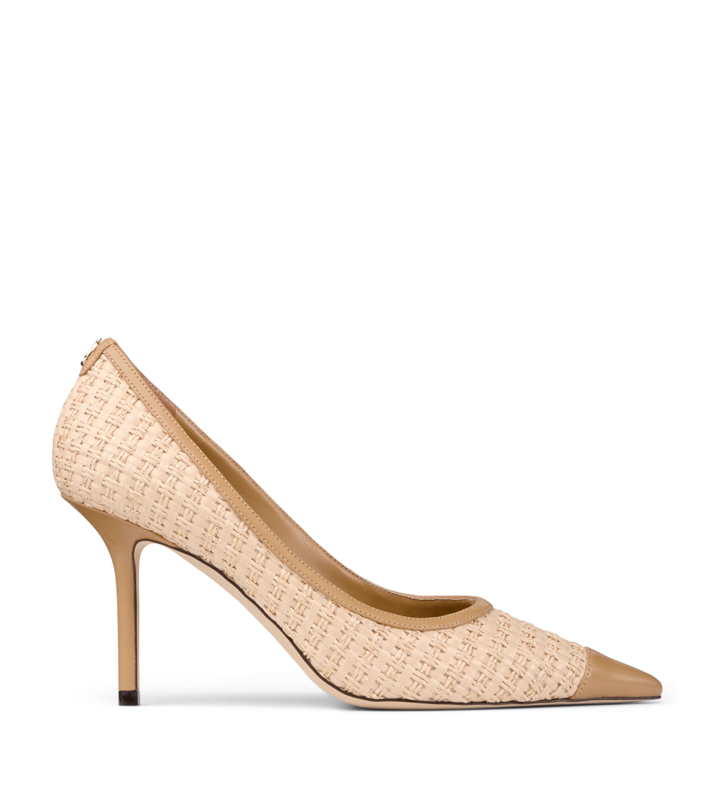 Jimmy Choo Love 85 Leather-trim Raffia Pumps In Sand