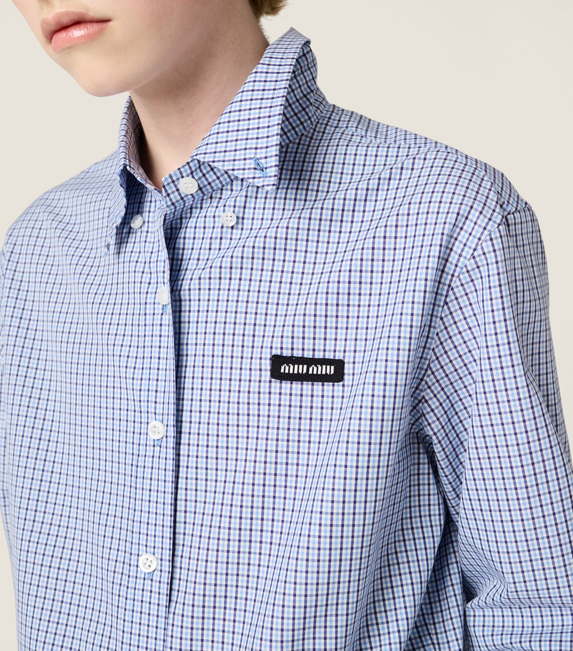 トップス archive miumiu long sleeve checked shirt Miu Miu Blue Check Shirt | Harrods UK