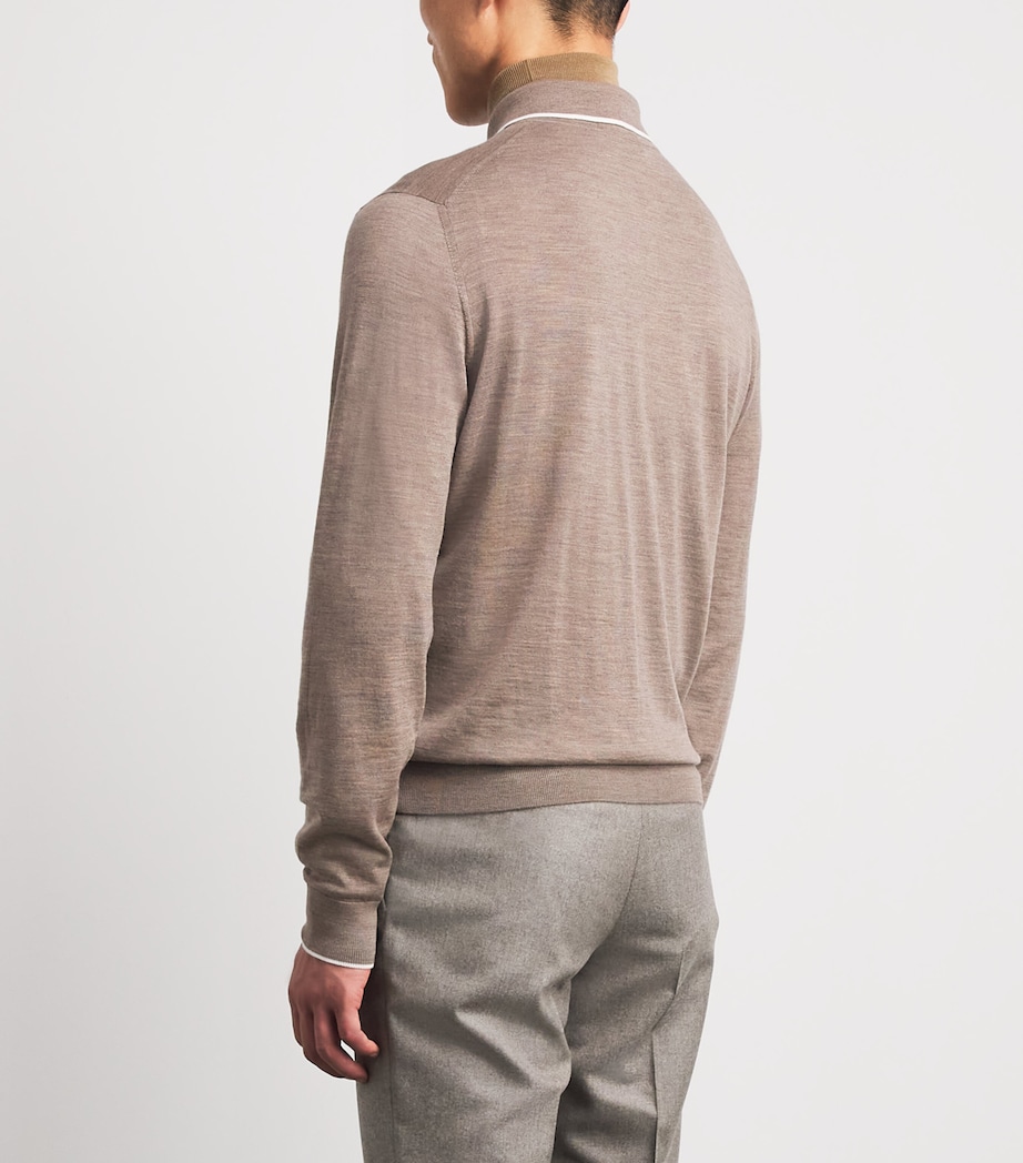 Fioroni Cashmere Mens Virgin Wool Long-Sleeve Polo Shirt Image 5