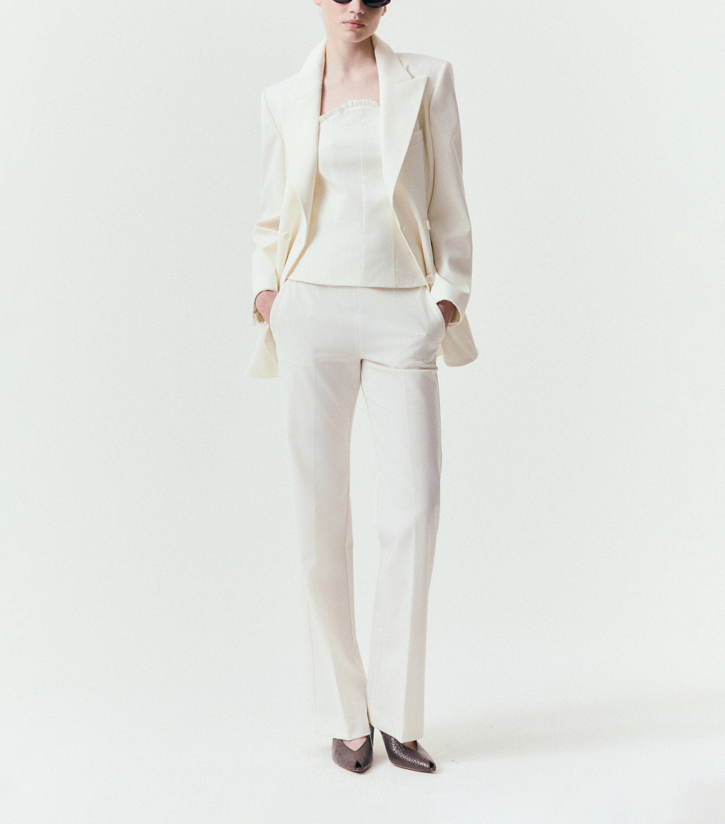 Marella Womens x Cora Corré Double-Breasted Blazer Ivory Image 2