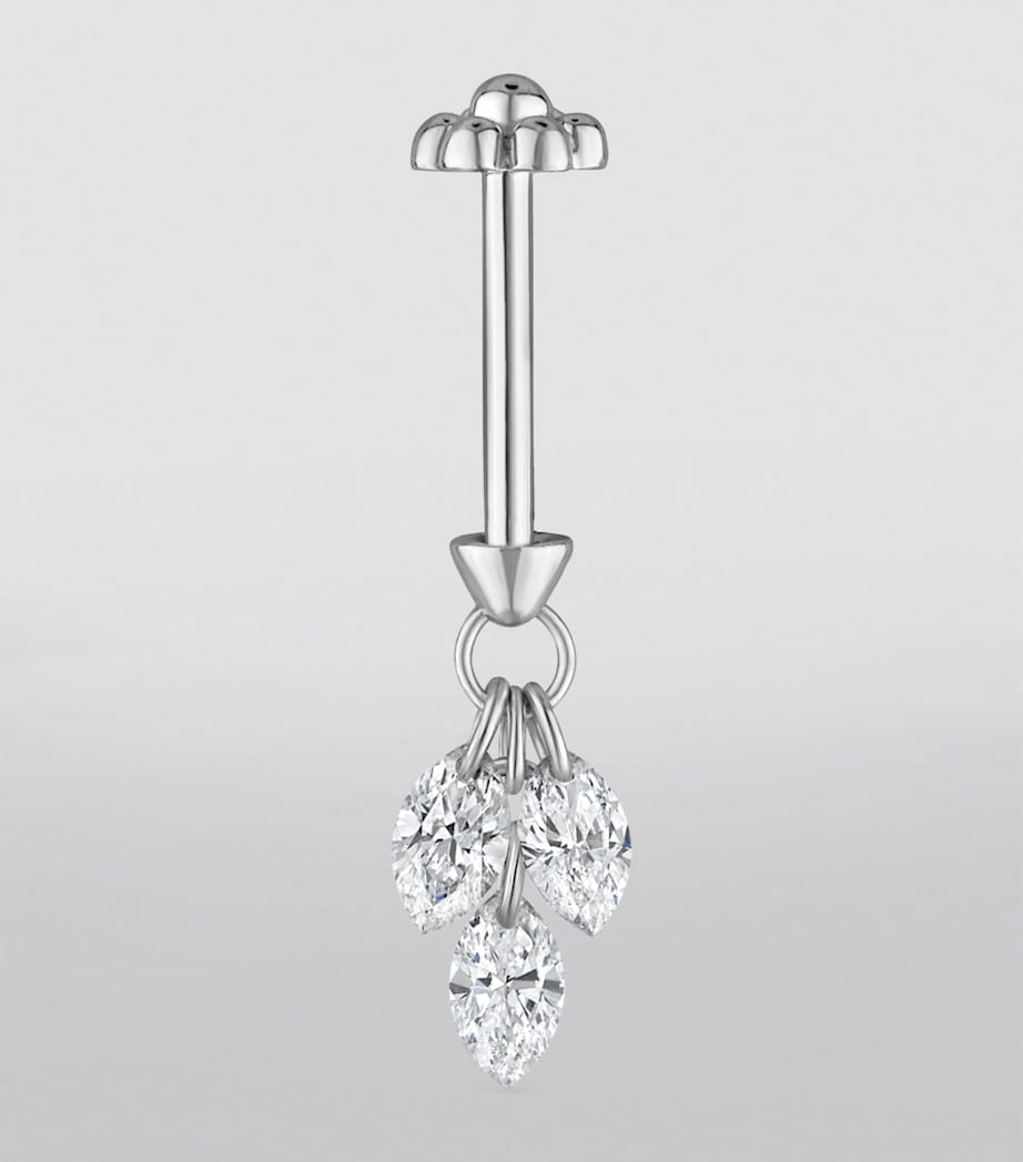 Floating Diamond Plume Threaded Charm Earring (3.5mm) WHITE GOLD Image 2