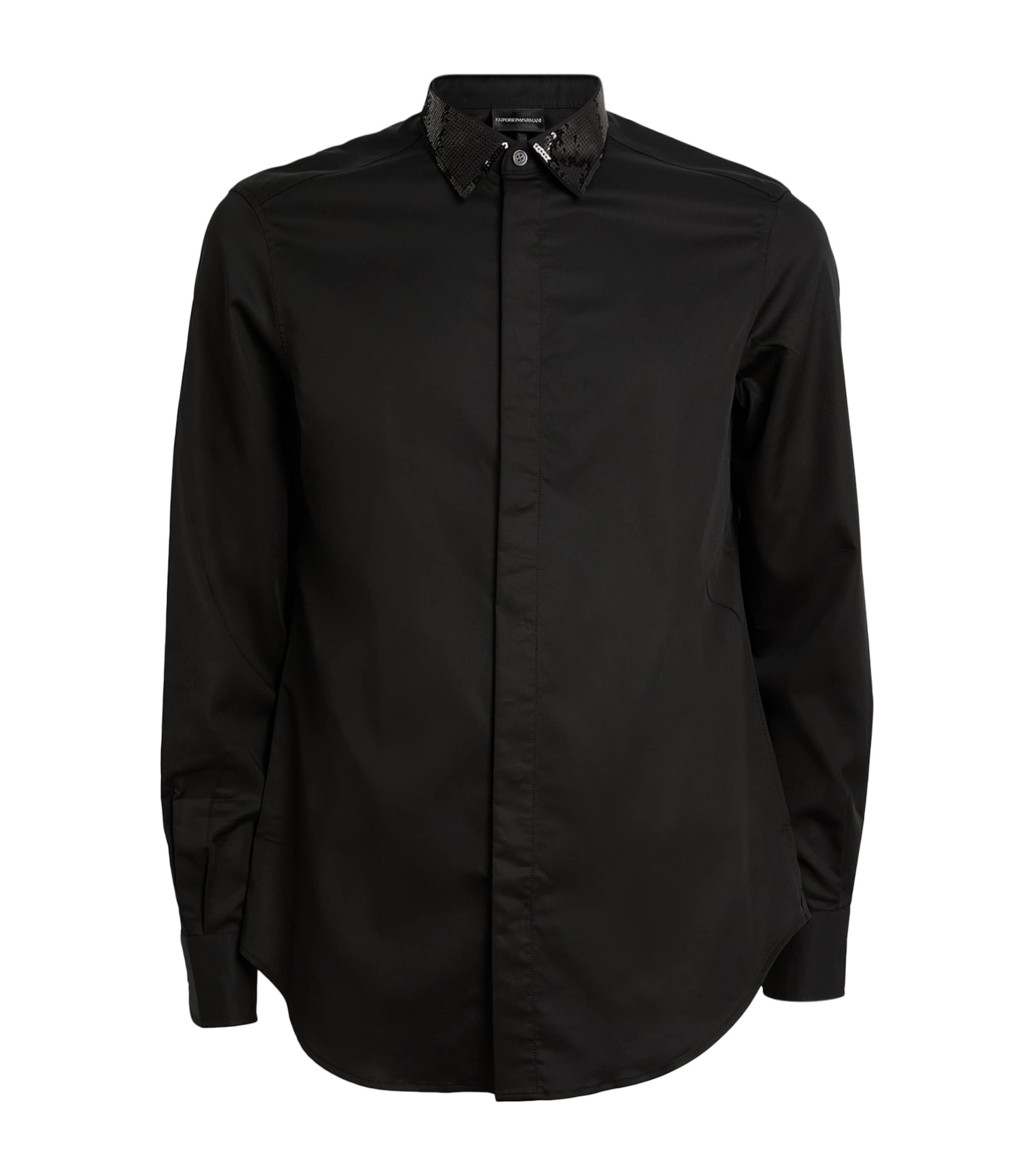 Emporio Armani Sequin-embellished Shirt In Black