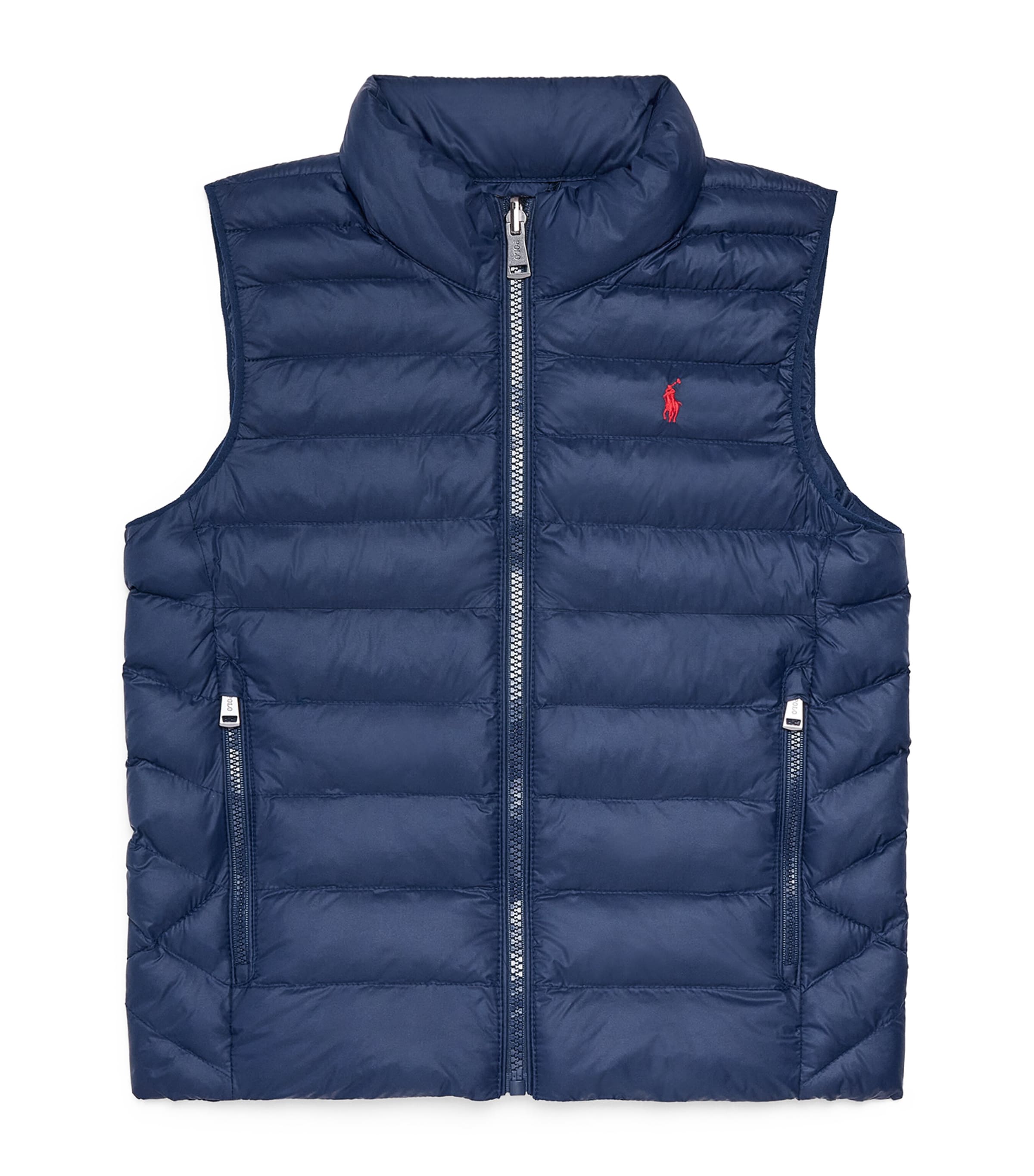 Ralph Lauren Quilted Polo Pony Gilet In Blue