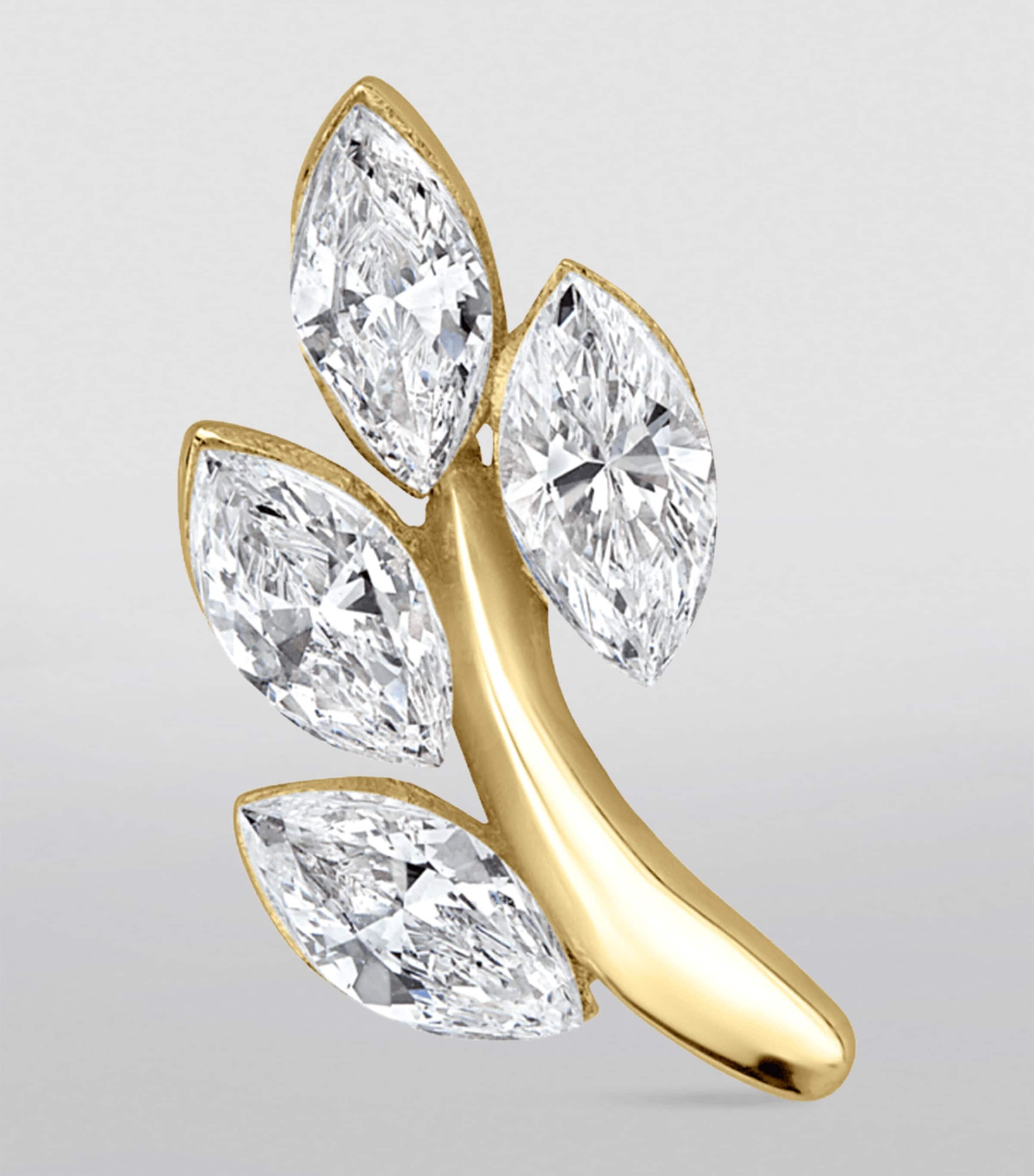 Maria Tash Diamond Vine Threaded Stud Earring (Direction A 10.5mm) Yellow Gold Image 3