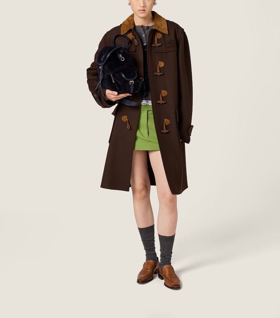 Large Corduroy Leather-Trim Backpack F0124 Image 2