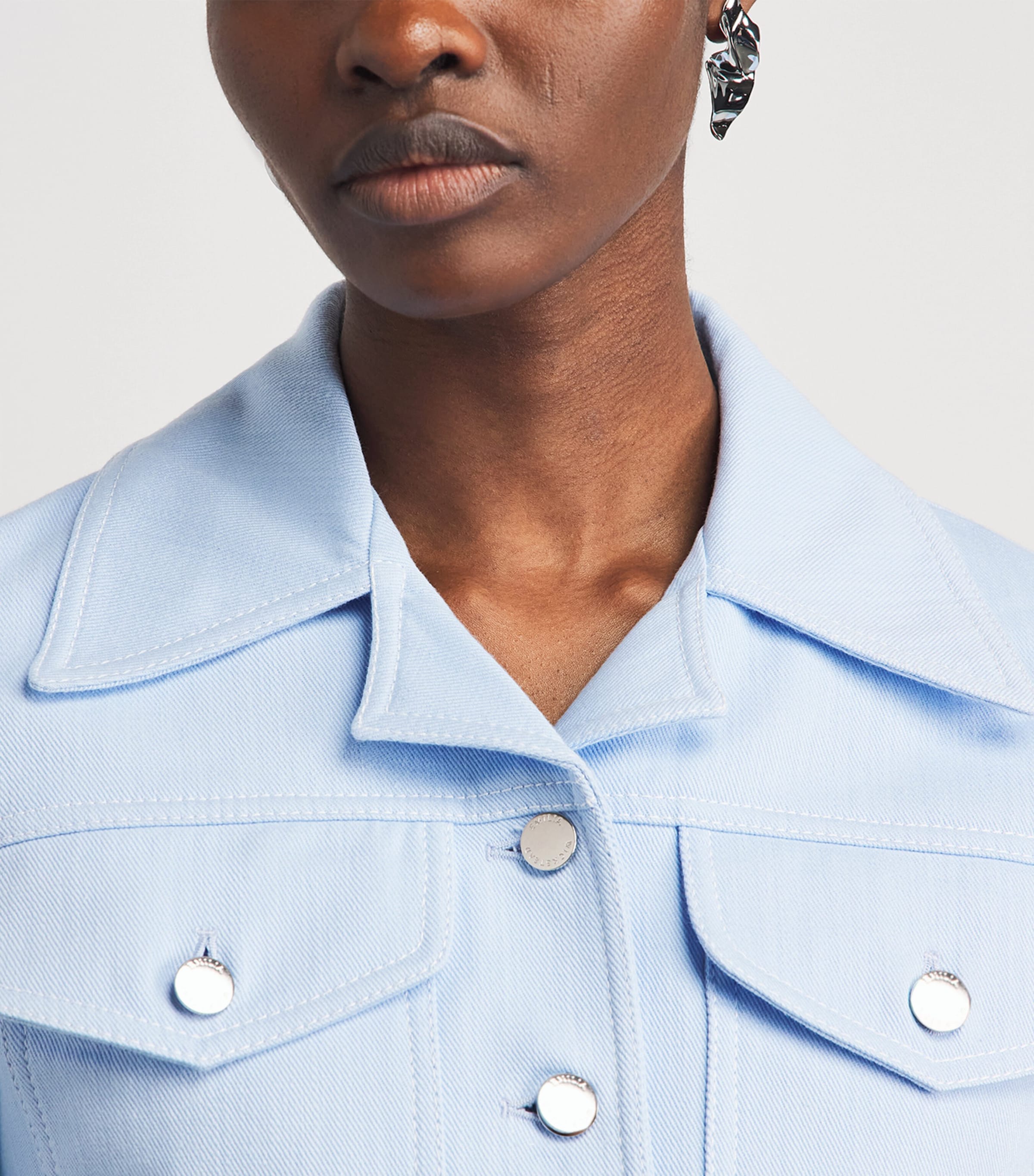Emilia Wickstead Womens Cropped Nics Denim Jacket Icy Blue Image 3
