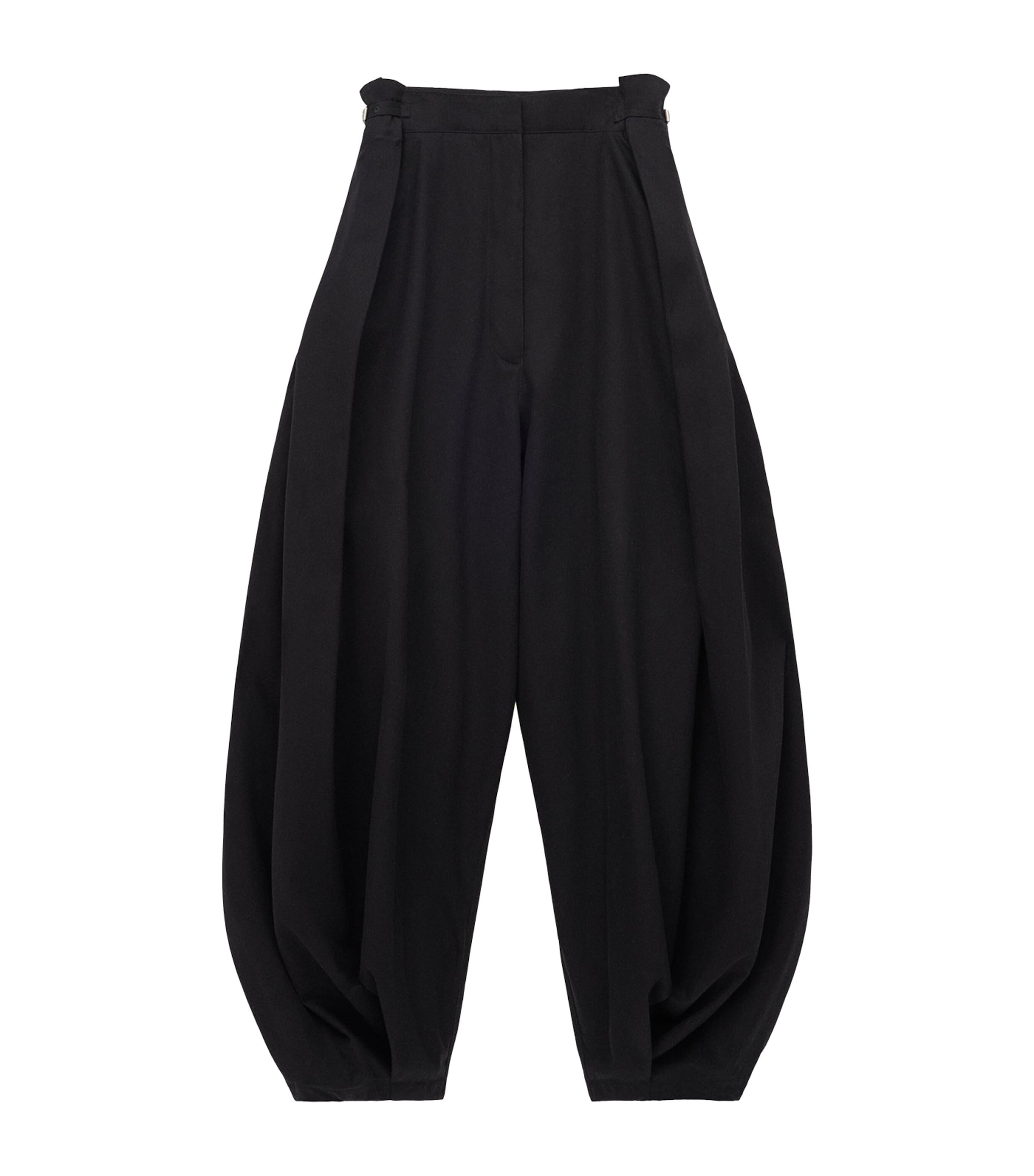 Loewe Womens Black Draped Wide-leg Cotton-silk Trousers In Black
