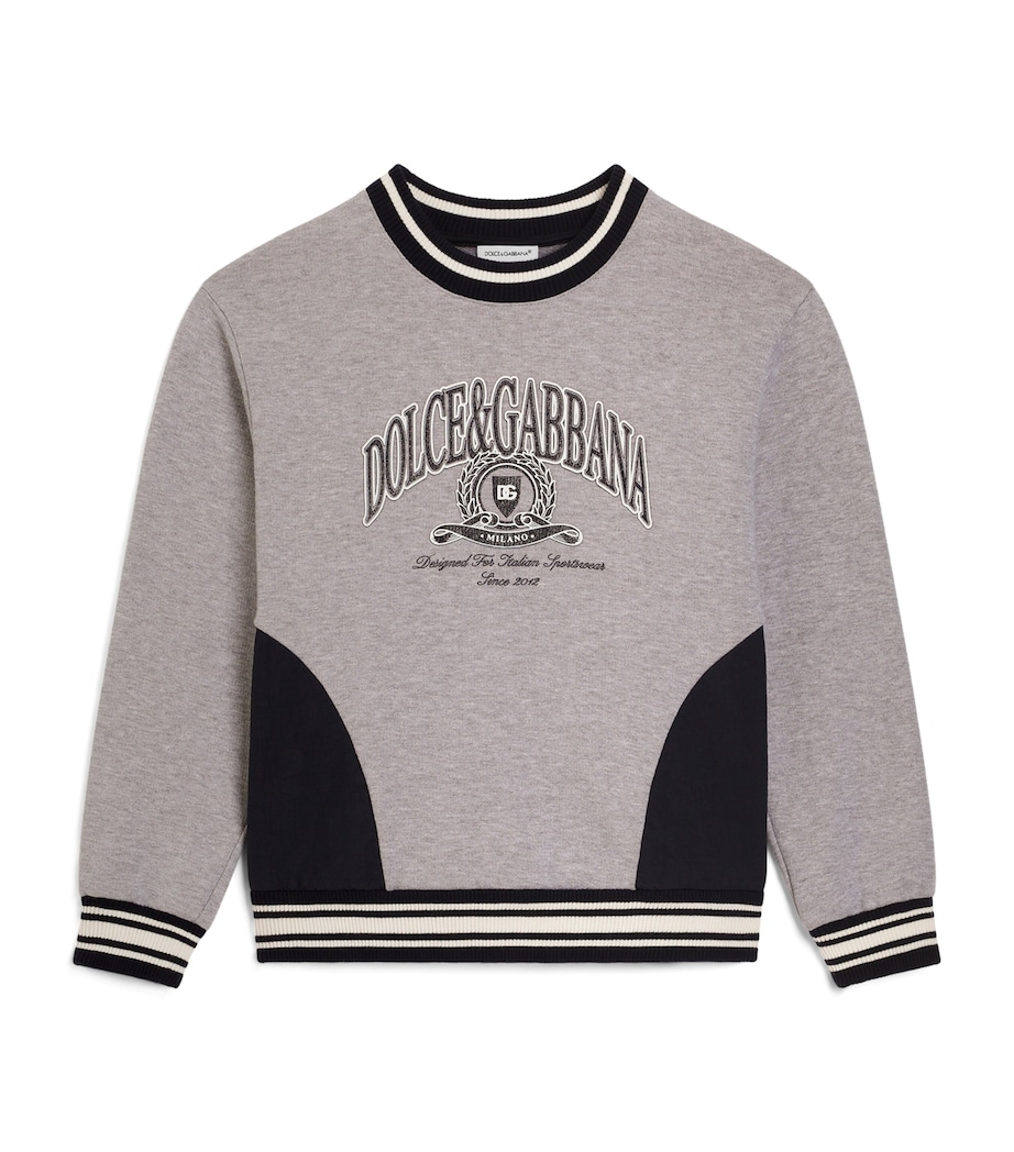 Dolce&Gabbana Kids Stretch-Cotton Logo Varsity Sweatshirt (8-14 Years) Combined Colou Image 1