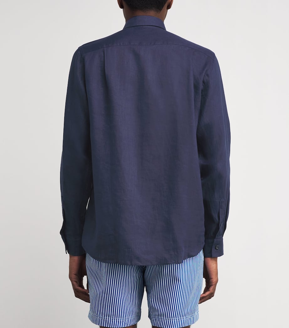 Linen Caroubis Shirt 390-BLEU MARINE Image 4