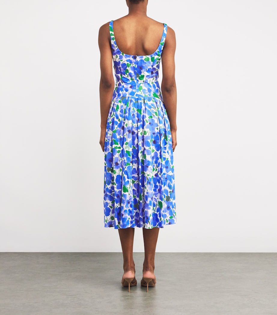 Carolina Herrera Blue Floral Drop-Waist Midi Dress | Harrods MU Carolina Herrera Blue Floral Drop-Waist Midi Dress | Harrods MU
