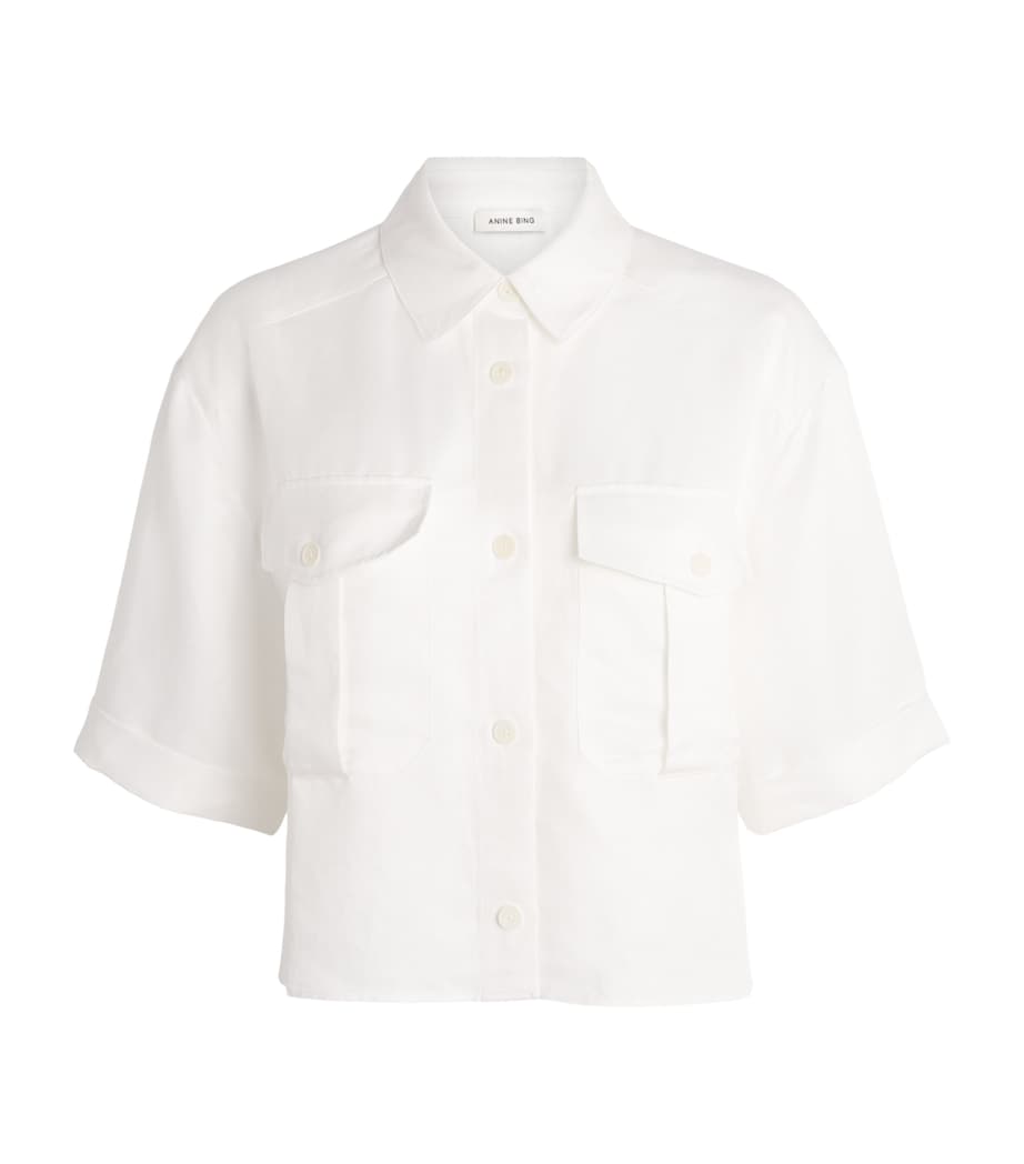 ANINE BING Womens Edith Cropped Shirt Ivory Image 1