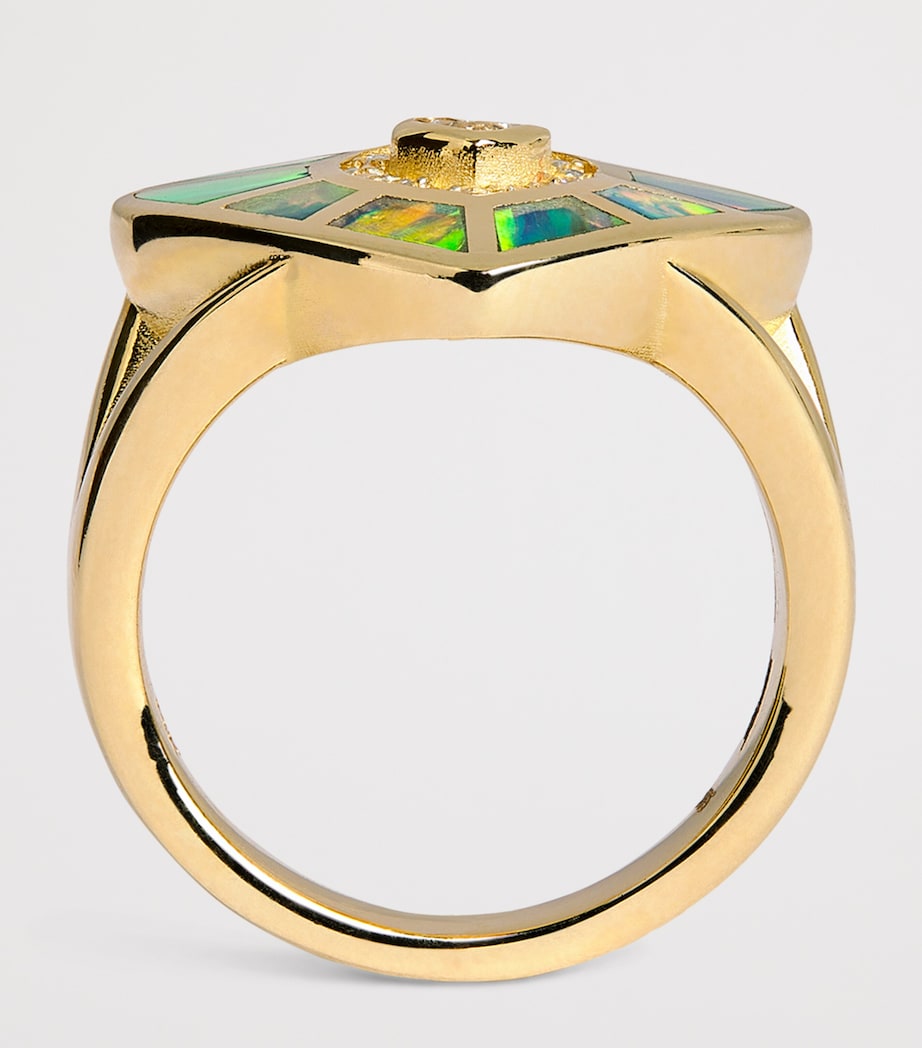 Yellow Gold, Diamond and Opal Heart Ring YELLOW GOLD Image 3