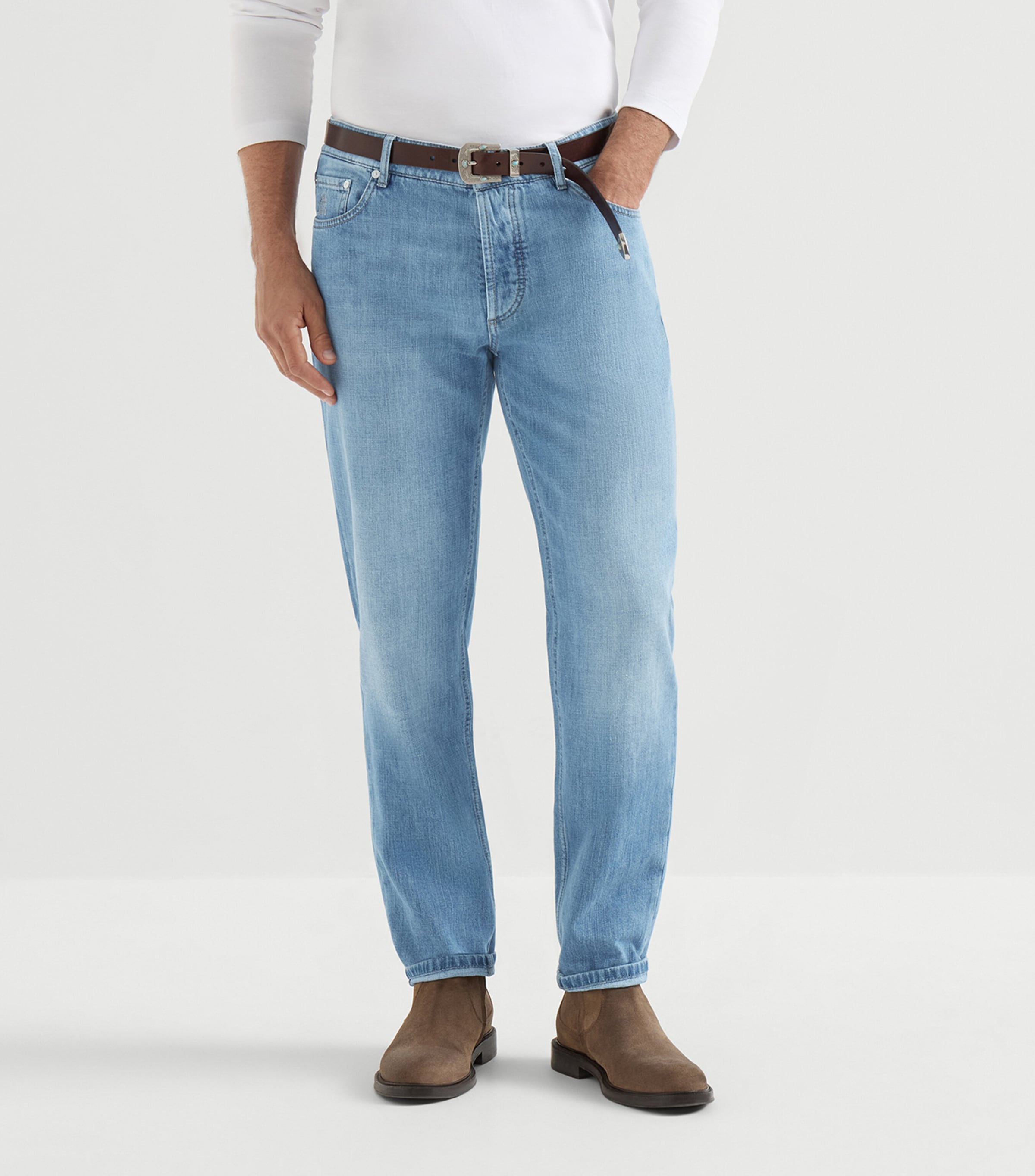 Brunello Cucinelli Mens Lightweight Straight Jeans Image 4