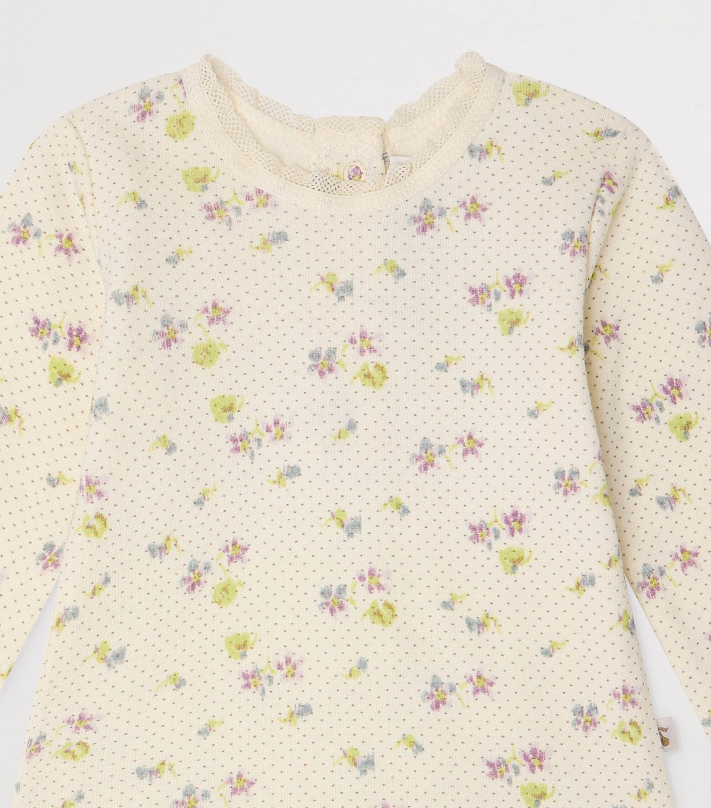 Bonpoint Cotton Floral Top and Trousers Set (1-18 Months) Fl Mauve Grise Image 3