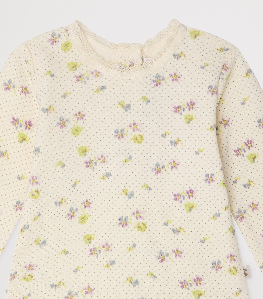 Bonpoint Cotton Floral Top and Trousers Set (1-18 Months) Fl Mauve Grise Image 3