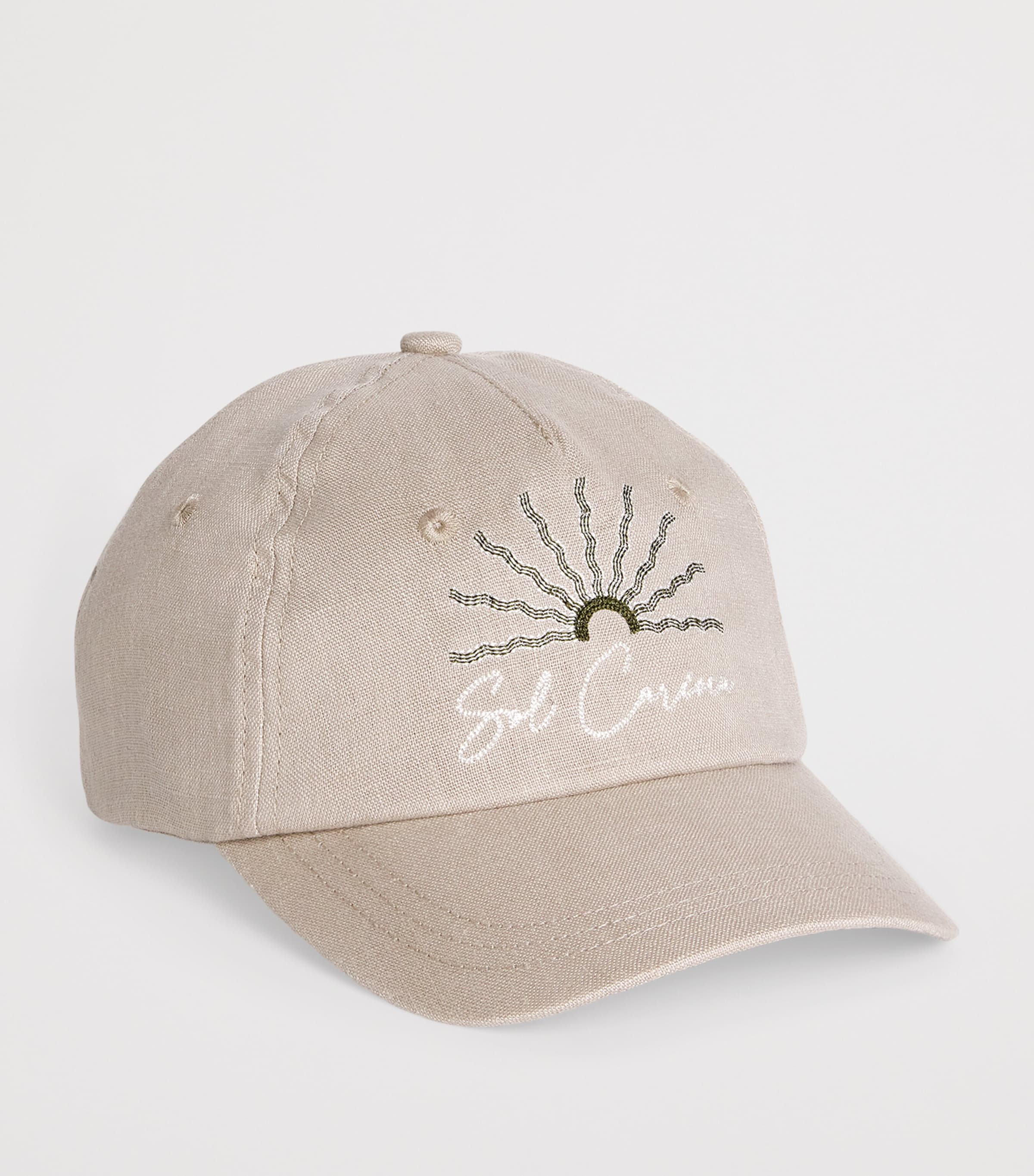 Frescobol Carioca Linen Embroidered Fernando Baseball Cap Beige Image 2