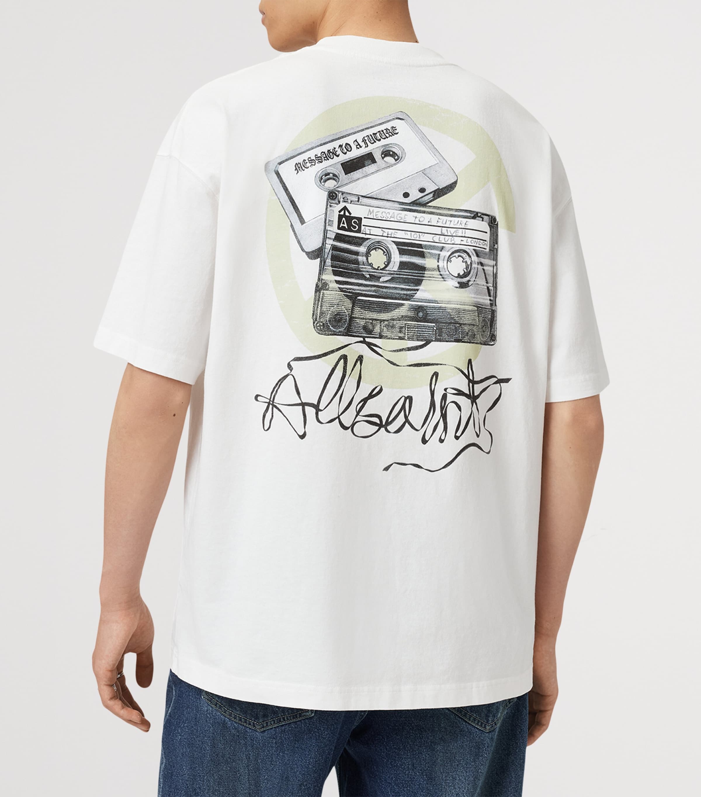 AllSaints Mens Organic Cotton Reel T-Shirt Chalk White Image 6