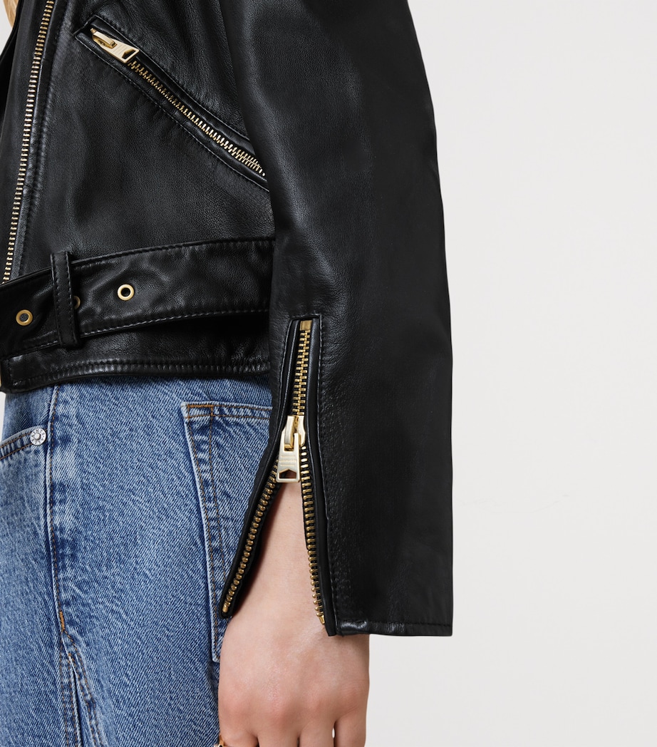 Leather Balfern Jacket BLACK/GOLD Image 7
