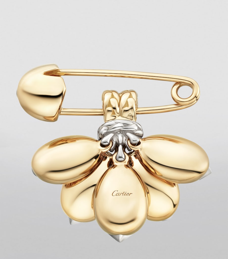 Yellow Gold, White Gold and Diamond Grain de Café Brooch YELLOW GOLD Image 2