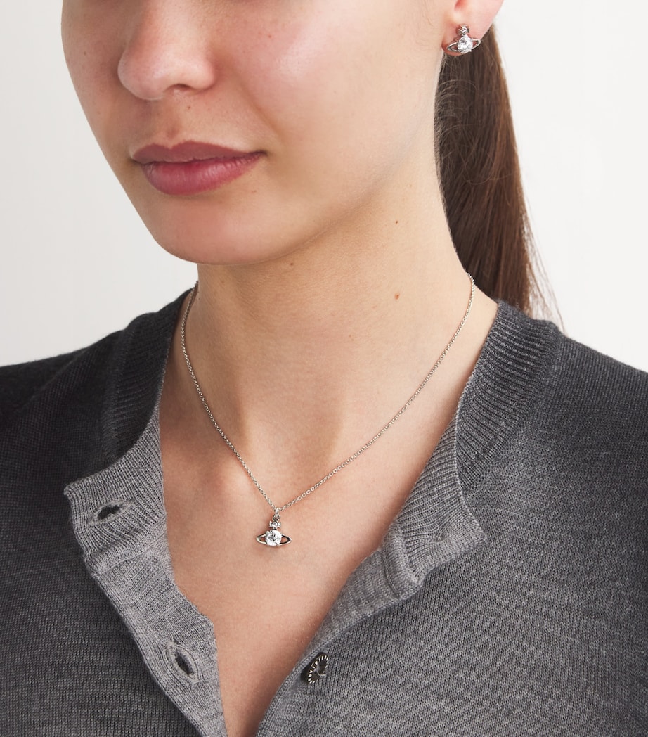 Reina Orb Pendant Necklace SS22-PLATINUM CZ Image 4