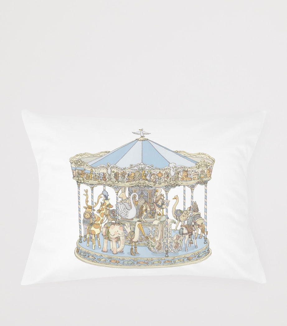 Cotton-Satin Carousel Pillow BLUE Image 3