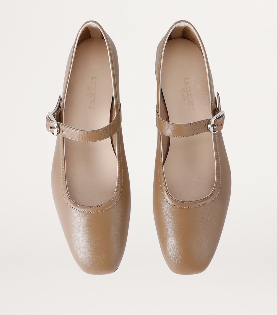 Leather Mary Jane Ballet Flats TAUPE Image 6