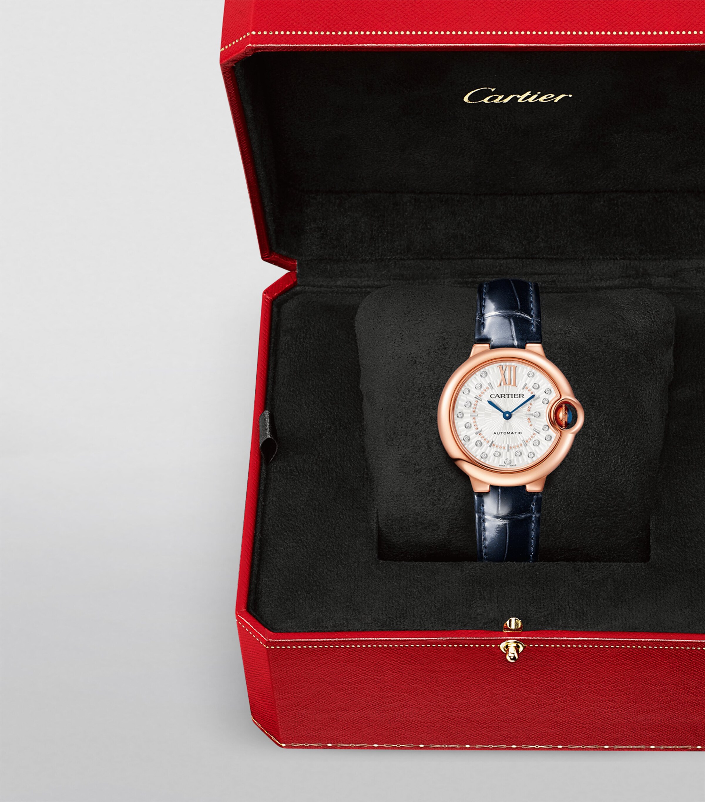 Cartier Rose Gold and Diamond Ballon Bleu de Cartier Watch 33mm Grey Image 9