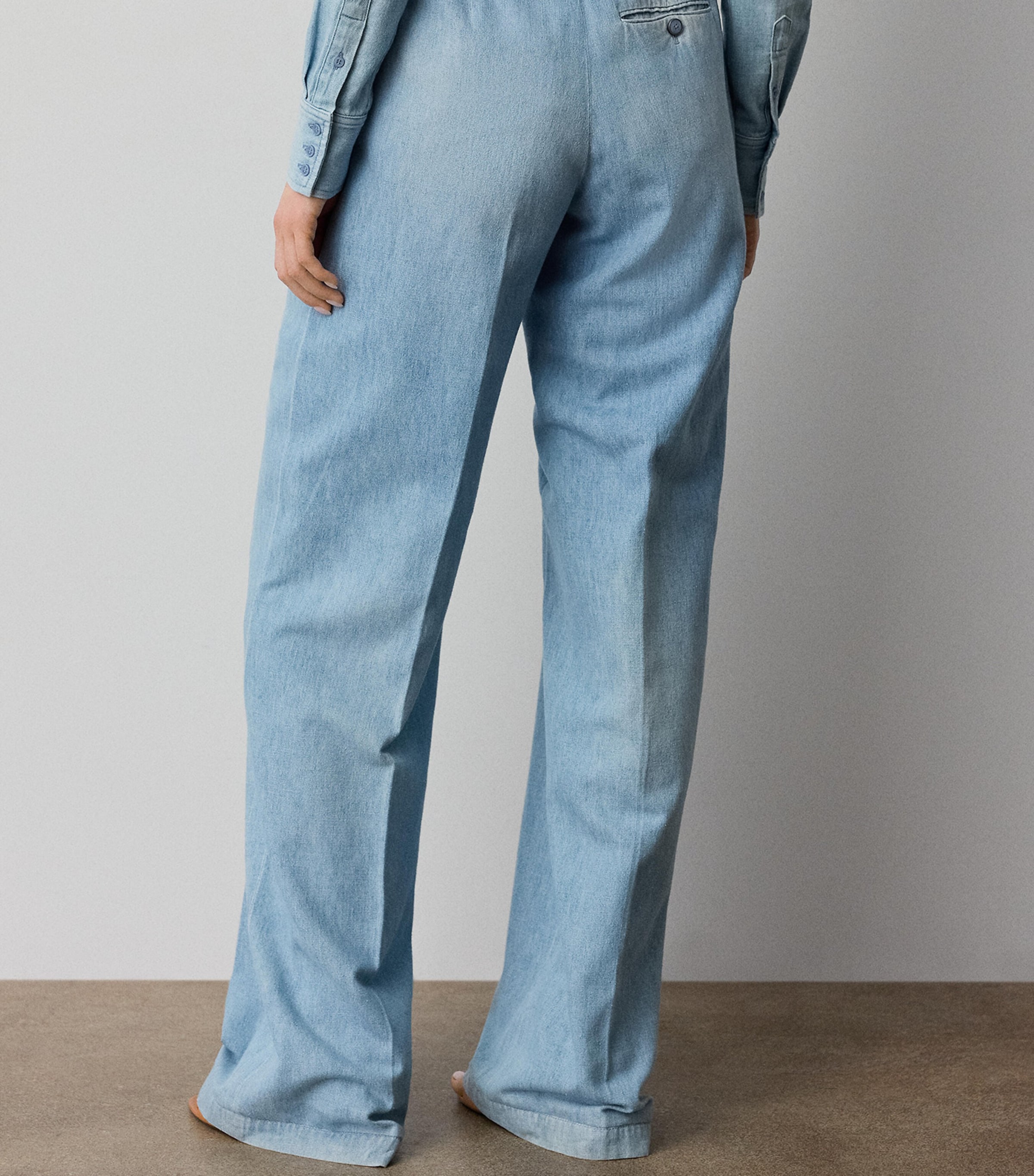 Ralph Lauren Collection Womens Cotton Pleated Tailored Trousers Cirrus Indigo Image 3