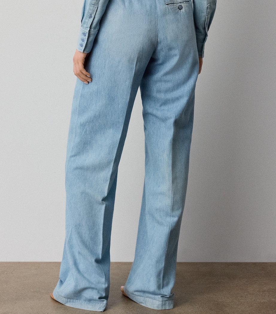 Ralph Lauren Collection Womens Cotton Pleated Tailored Trousers Cirrus Indigo Image 3