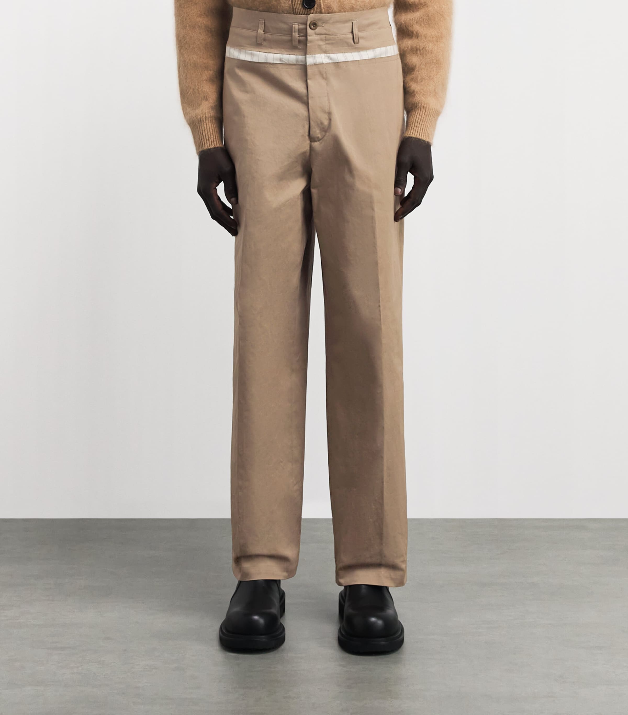 Maison Margiela Mens Waxed Cotton Wide-Leg Trousers Tawny Image 4