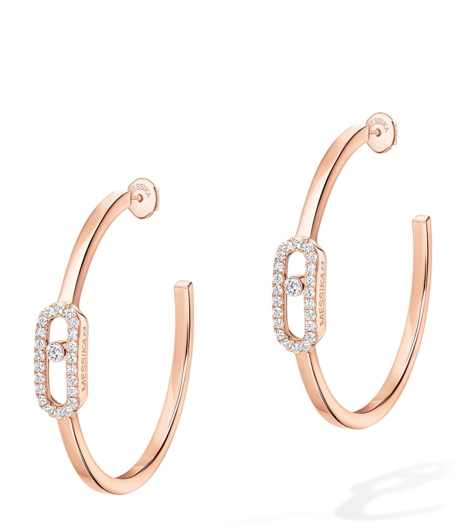 Messika Move Uno Pink Gold and Diamond Hoop Earrings (0.29ct) Pink Gold Image 1
