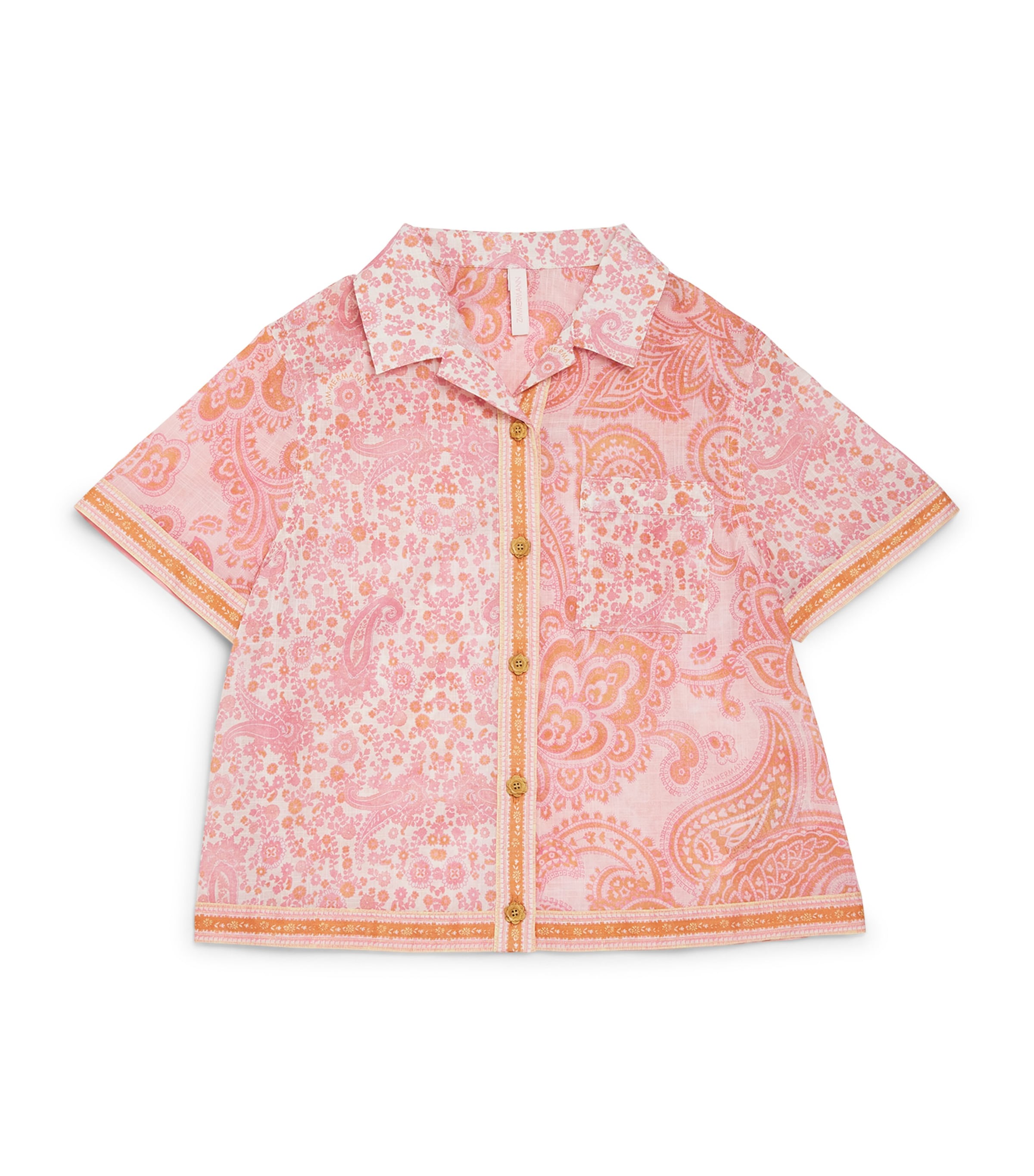 Shop Zimmermann Cotton Ottie Shirt In Pink