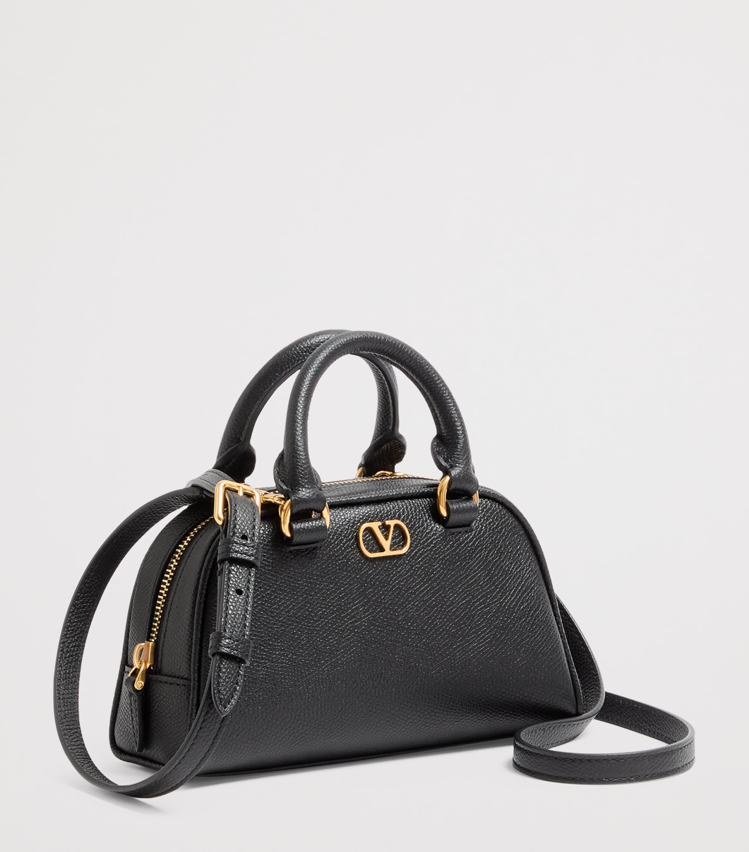 Mini Grained Leather VLogo Signature Top-Handle Bag 0NO Image 2