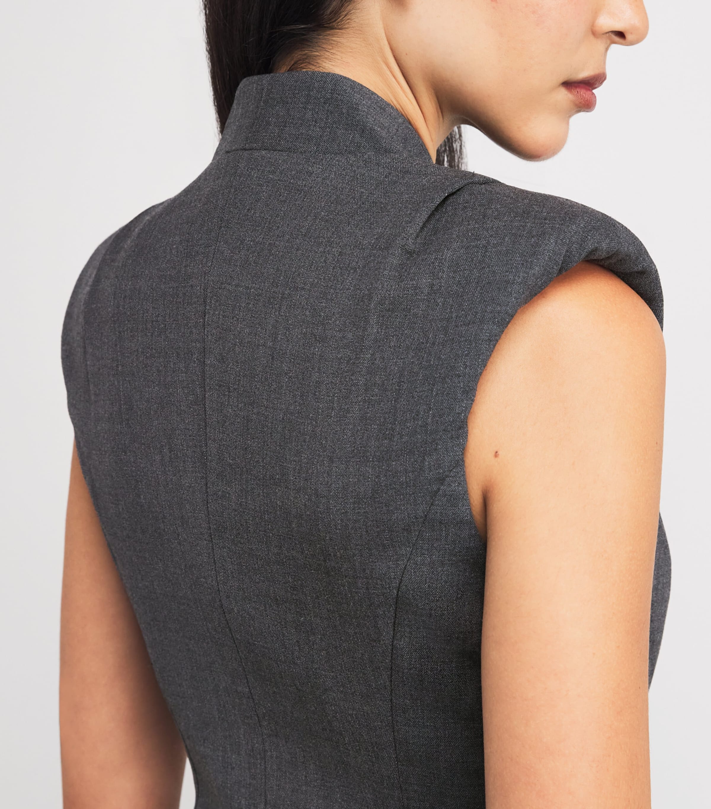 Satin Tailored Maxi Dress GREY Image 6